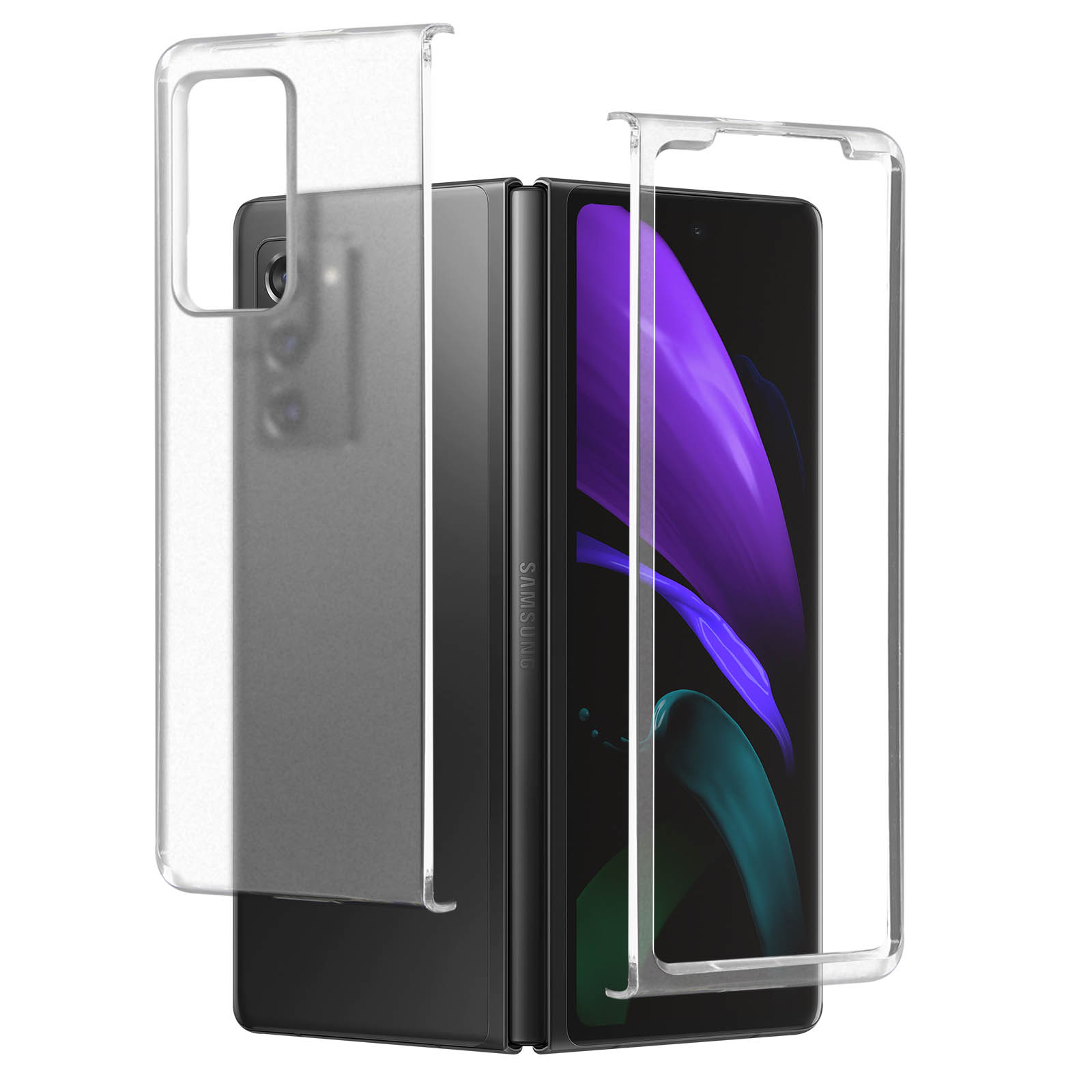 zimisu Accessoires pour téléphone portable Samsung Galaxy Z Fold 2 Coque de  protection intégrale en verre rigide pour Samsung W21 5G Cadre plaqué