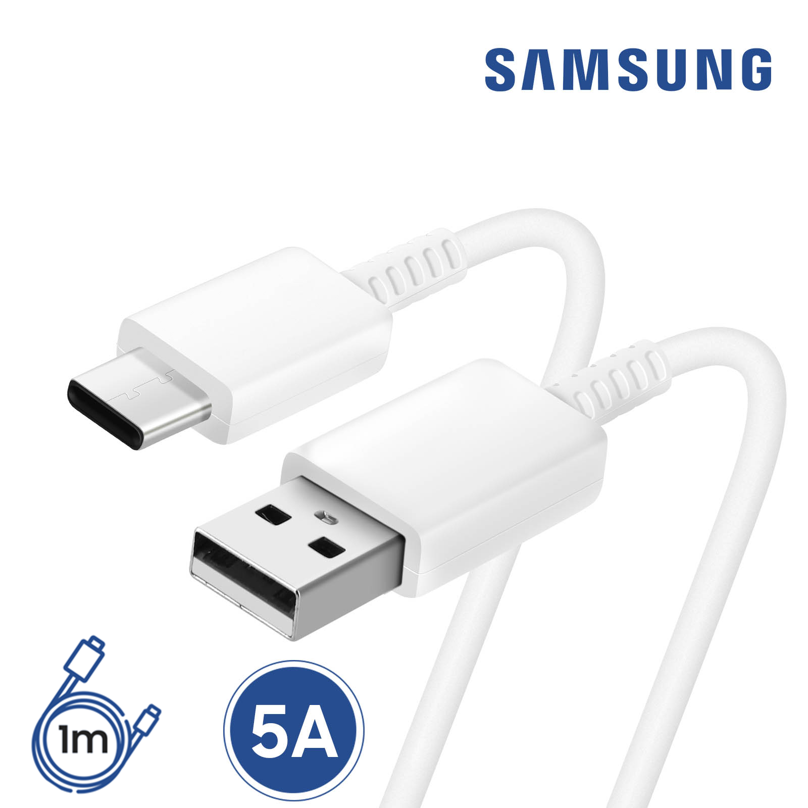 Câble USB vers USB C 5A Original Samsung EP DG970BWE 1 mètre Blanc