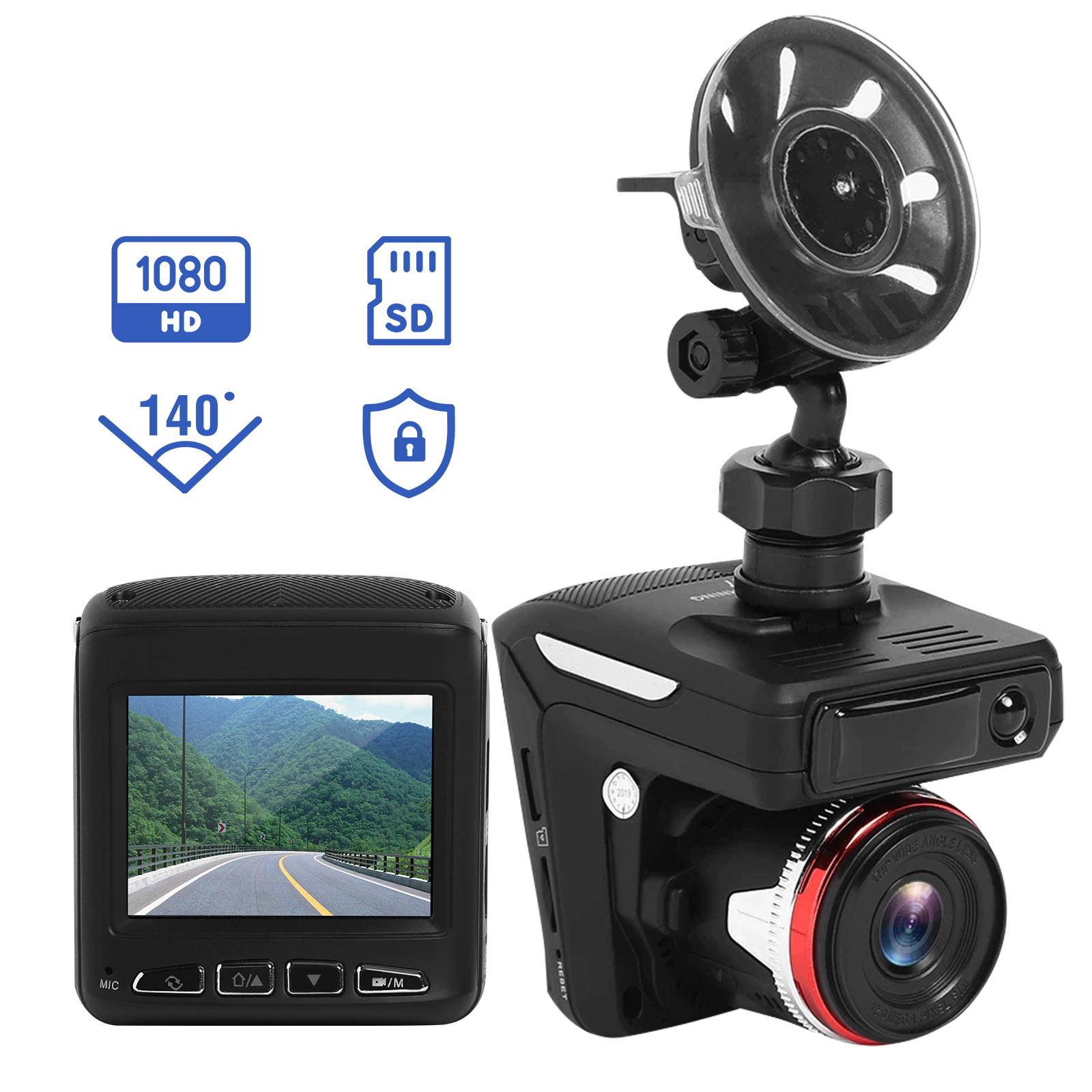 Dashcam Full HD 1080p, telecamera per auto con microfono, funzione  G-Sensor, con presa accendisigari - Italiano