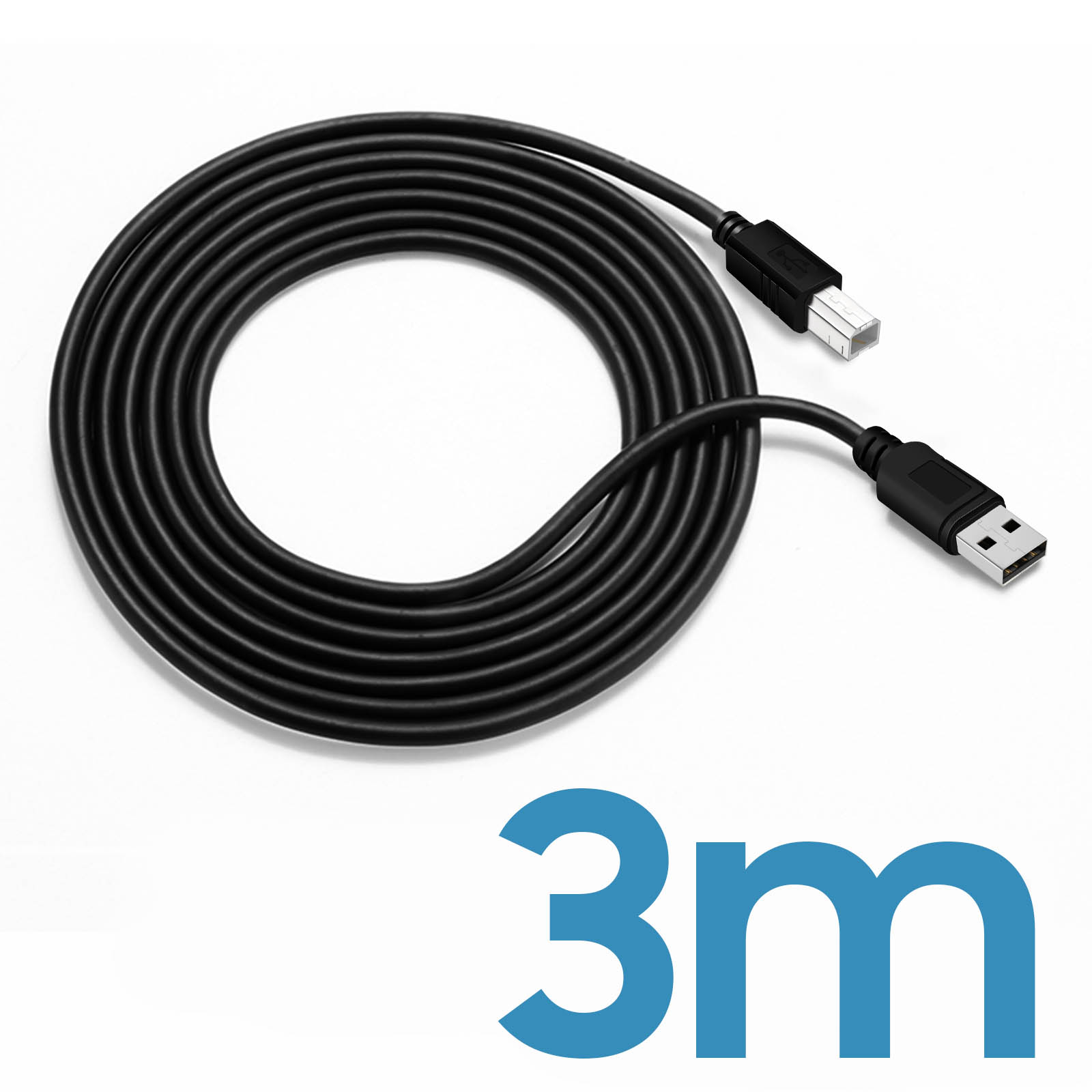 Câble USB vers USB type B 3m - Noir pour Imprimante, Disque dur