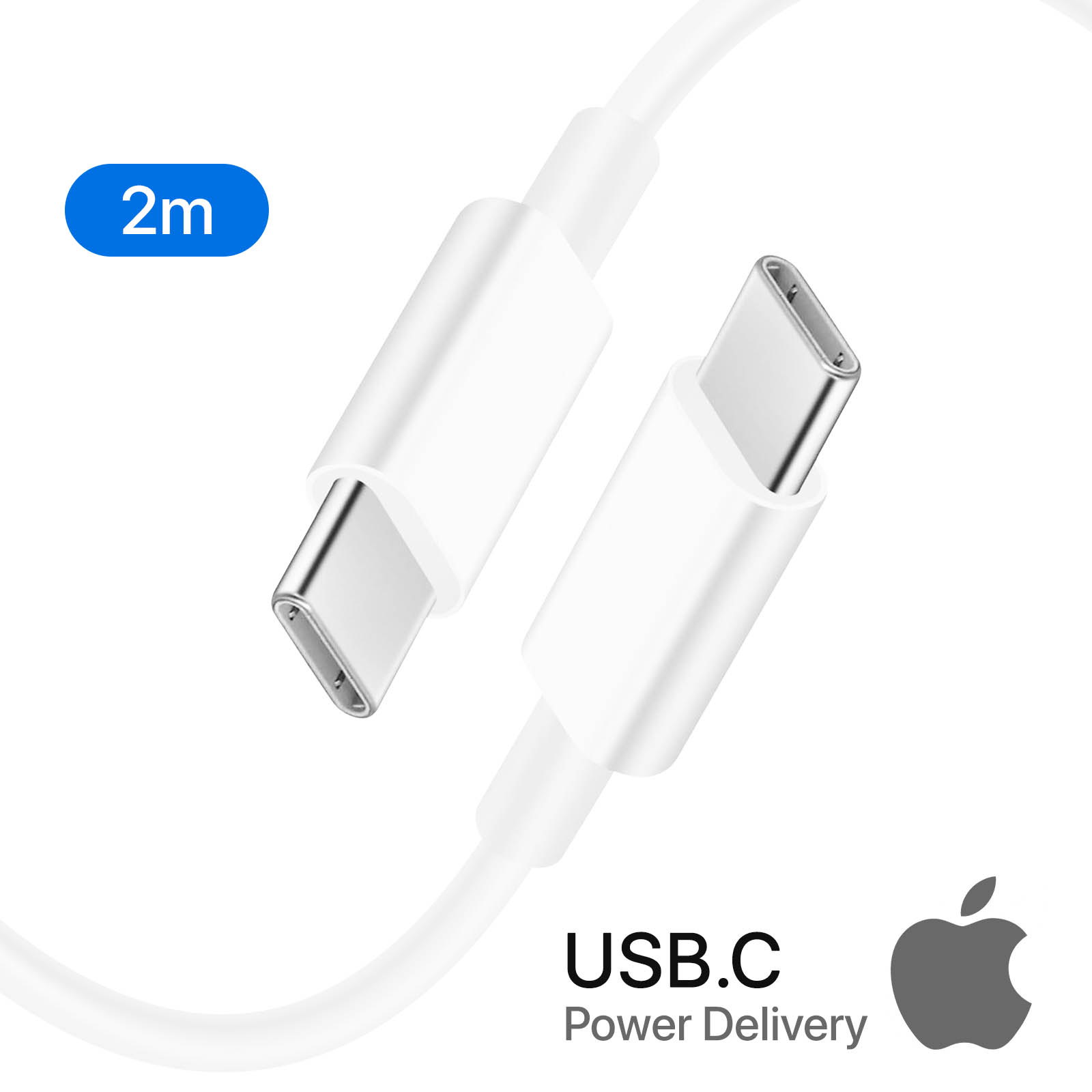Câble USB C Original Apple Charge Rapide iPhone / Macbook / iPad Pro, 2m -  Blanc