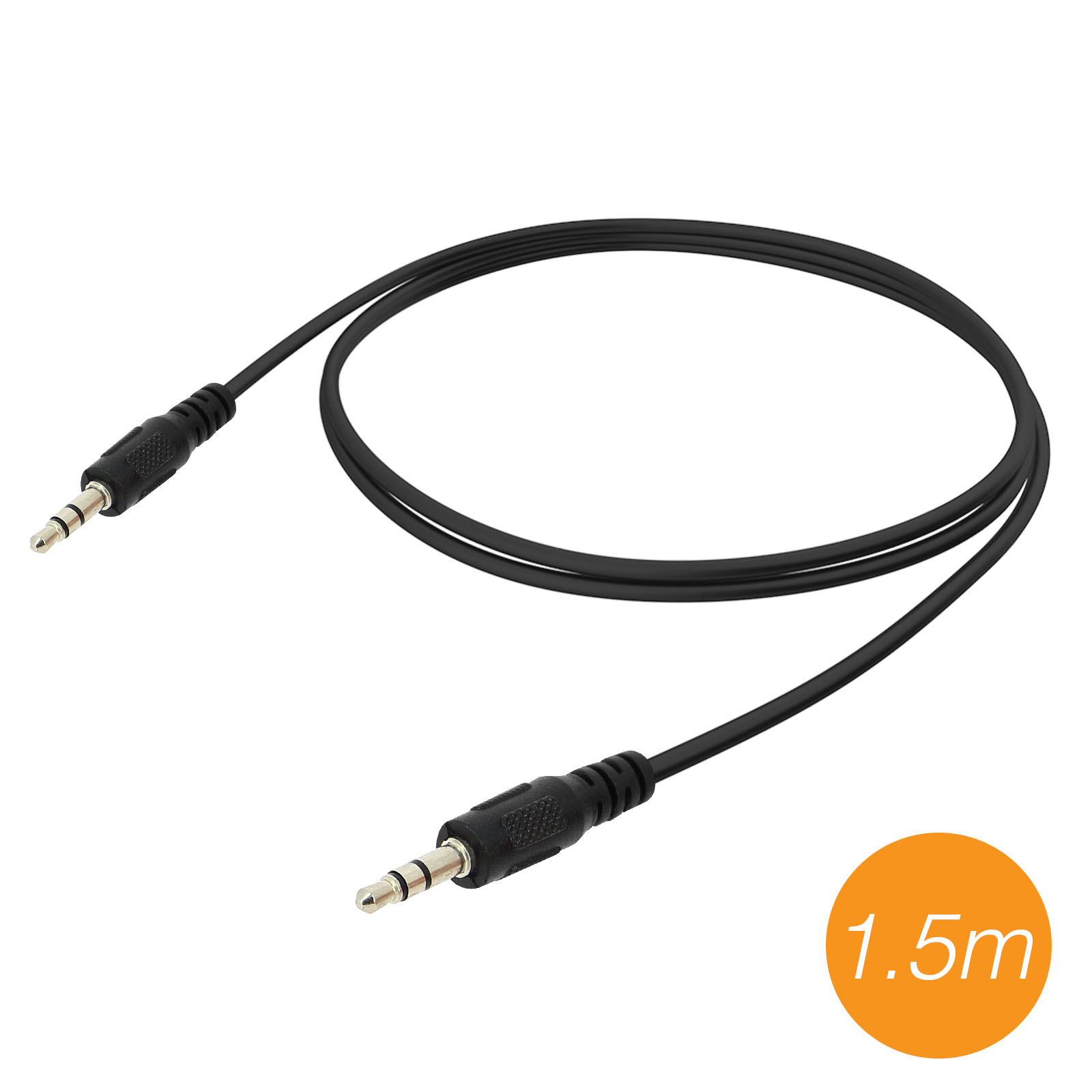 Cable de audio auxiliar Jack 3.5 mm Macho/Macho, 1,5 m de longitud, LinQ -  Negro - Spain