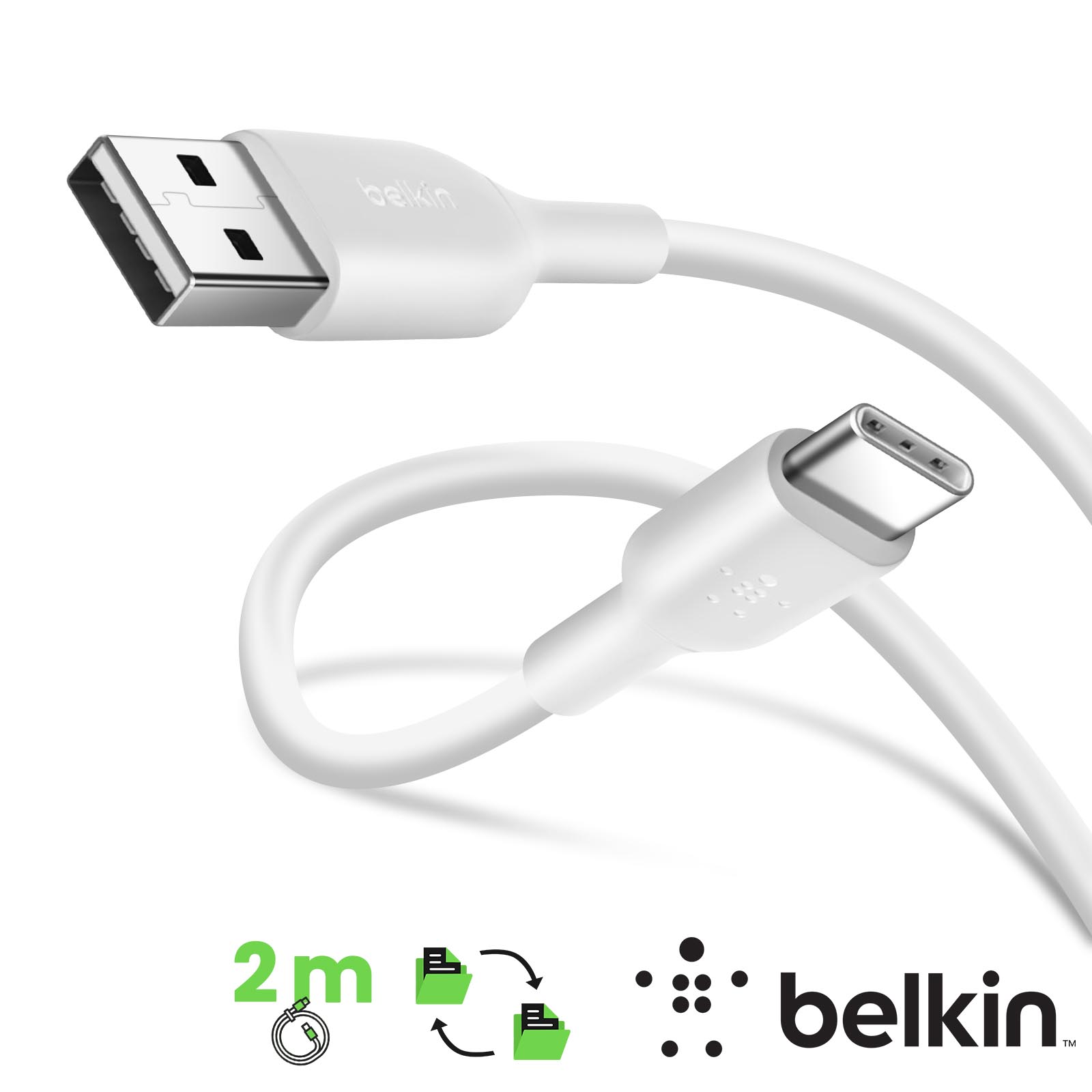 Cable Belkin USB-A a USB-C de 2m - blanco