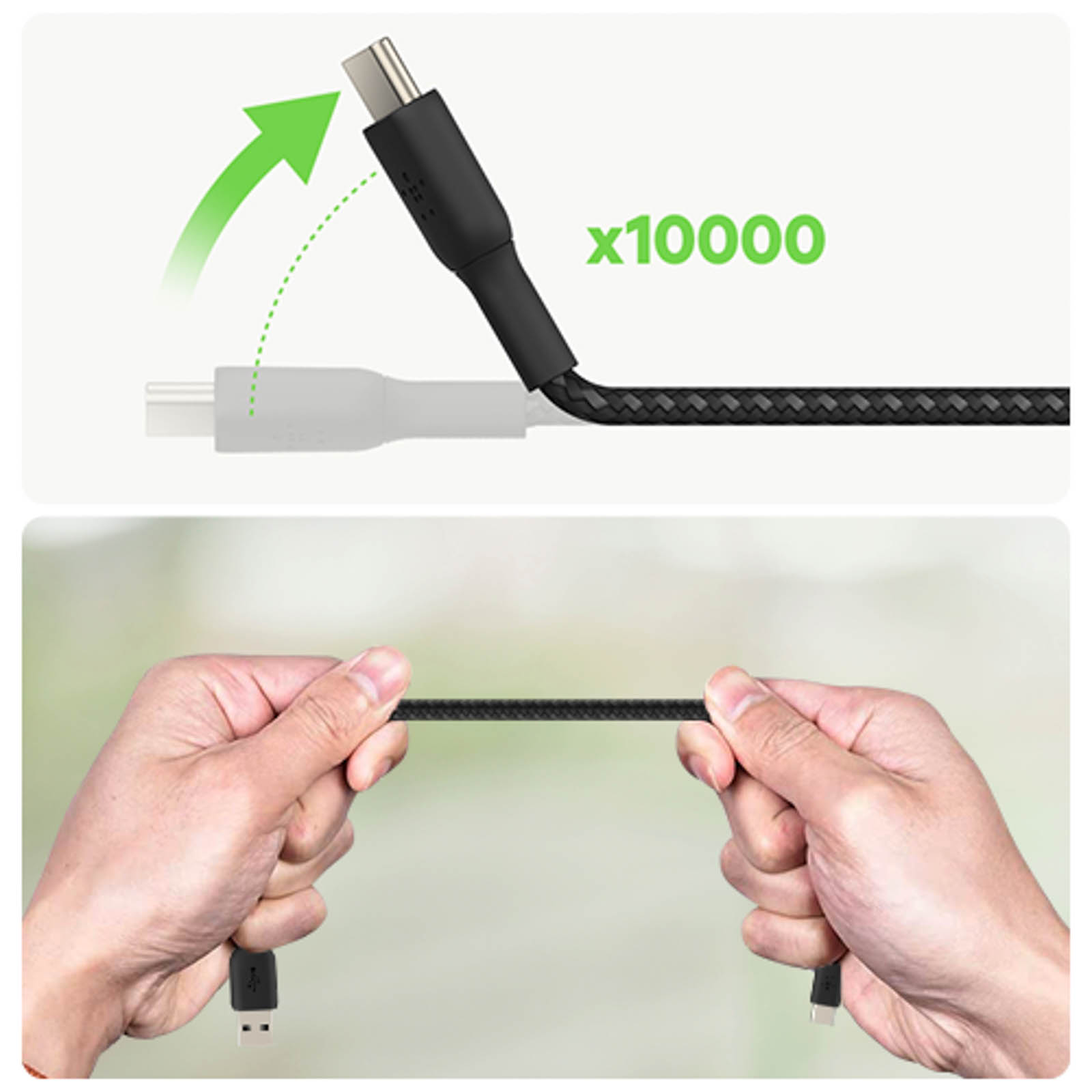 Belkin BoostCharge câble USB-C à gaine tressée, câble de recharge USB-C  vers USB-A