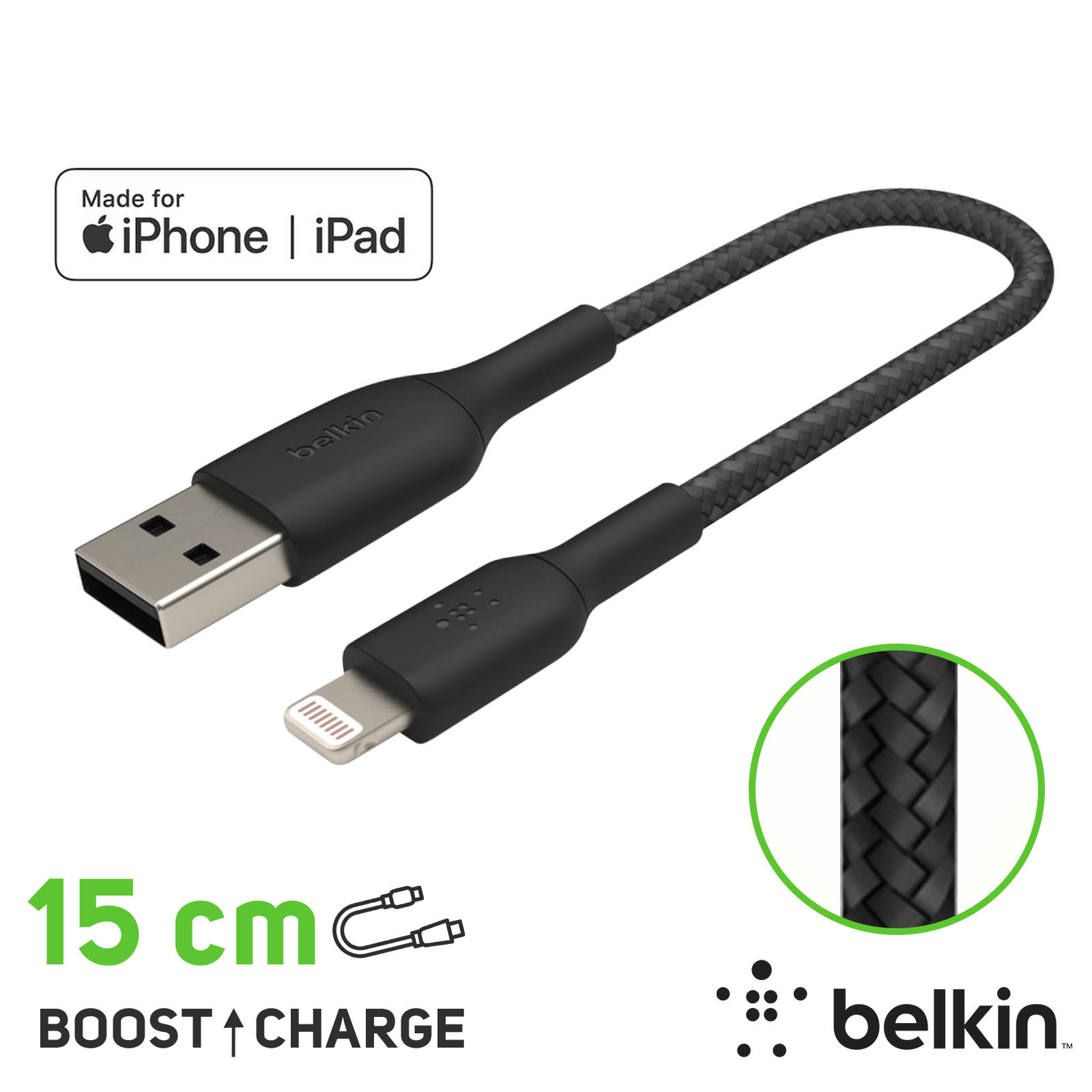 Câble Imprimante pour iPad et iPhone, Lightning vers USB type B en Nylon  Tressé, LinQ - 1,5m - Français