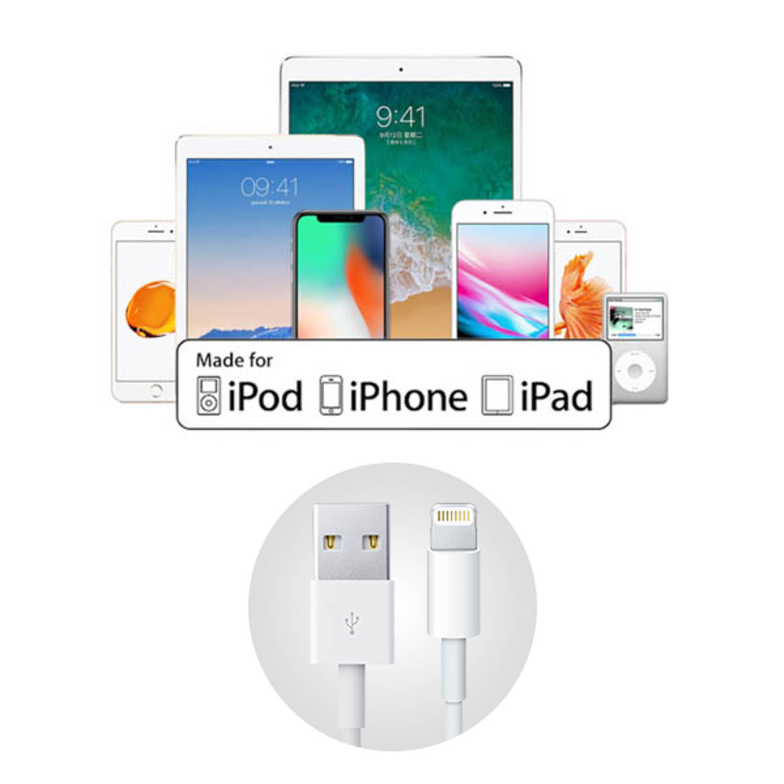 Câble Apple Lightning vers USB, Charge + Synchronisation - Français