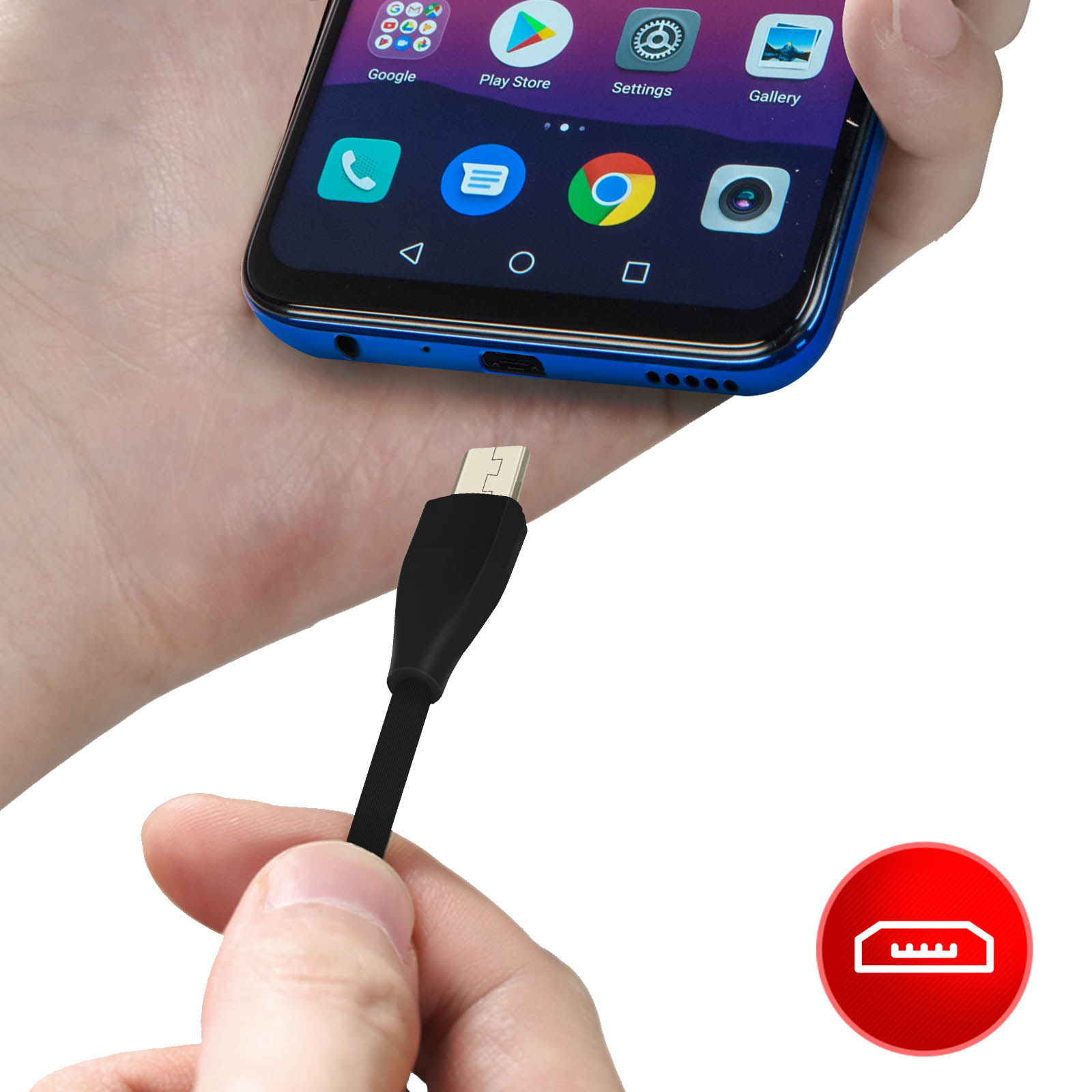 Câble de Charge et de Synchronisation avec embout Micro-USB 1m, Ipipoo -  Noir