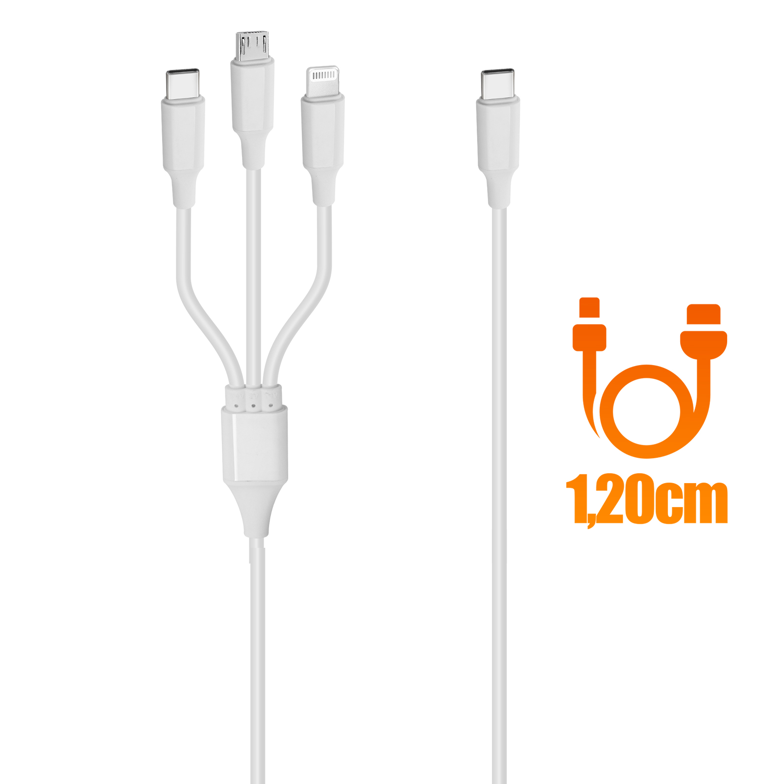 Câble USB 3 en 1 vers USB-C / iPhone Lightning / Micro-USB