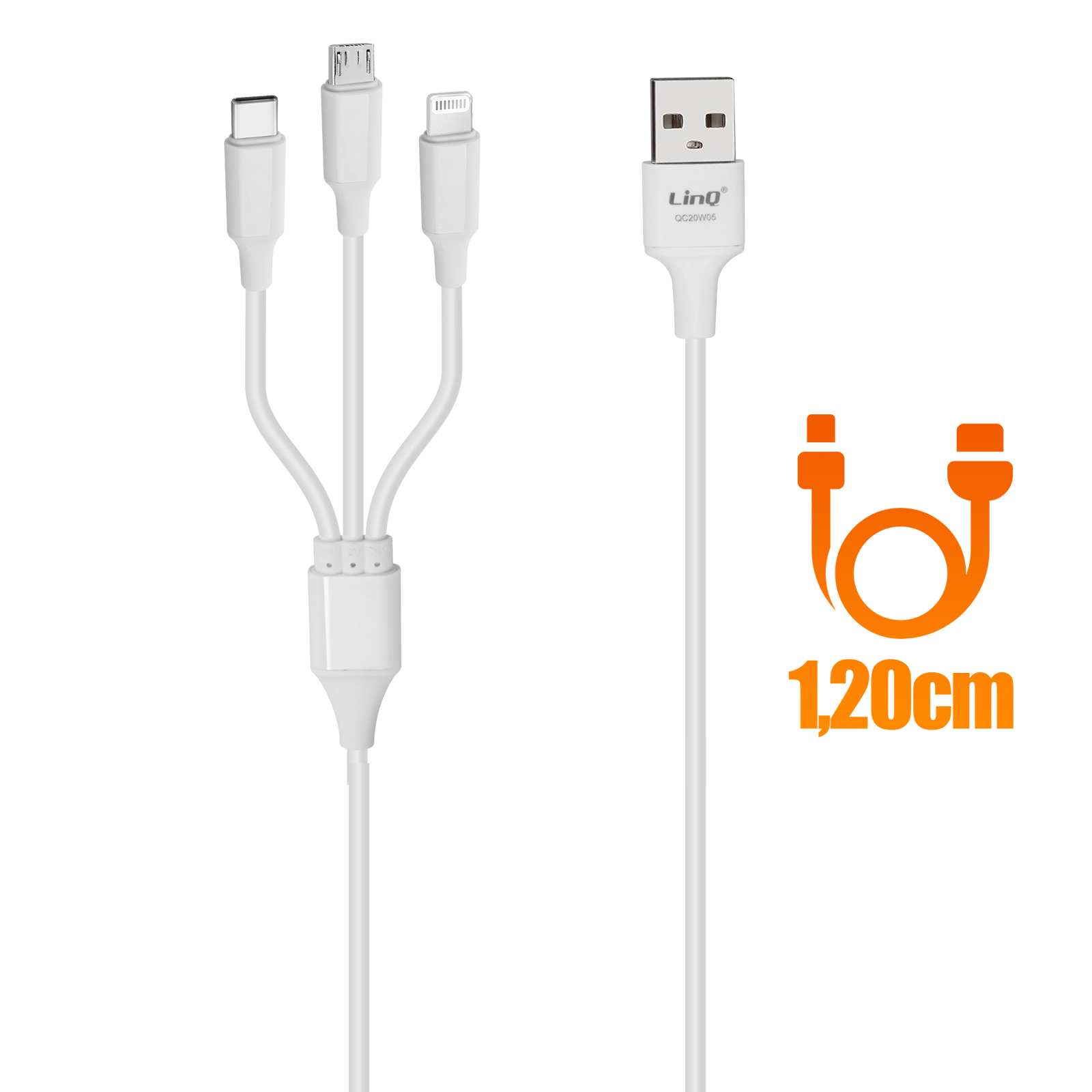 Câble USB 3 en 1 vers USB-C / iPhone Lightning / Micro-USB
