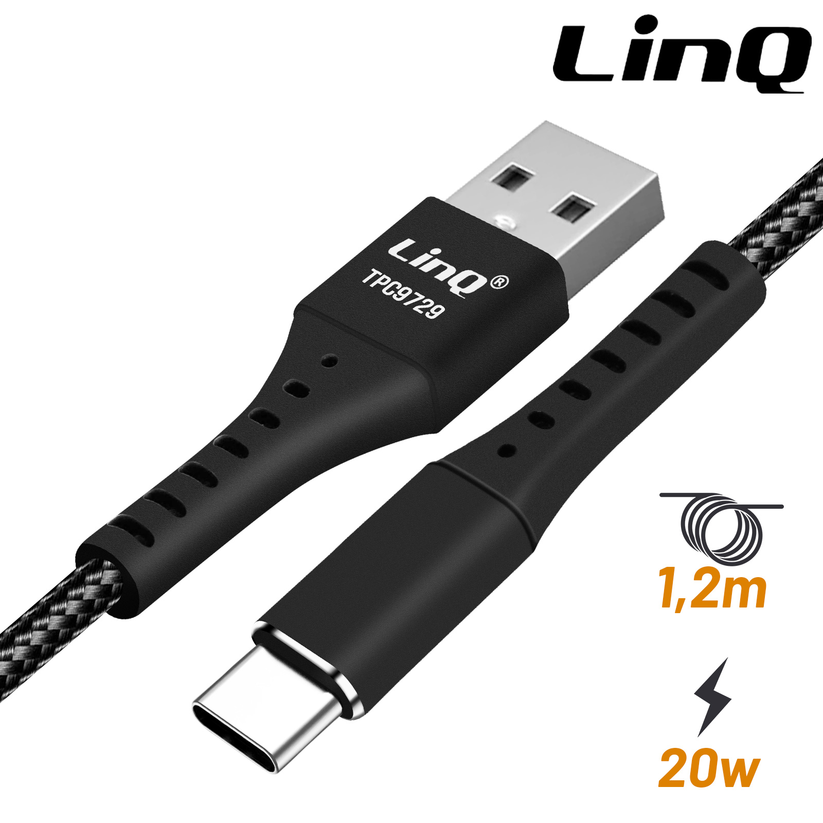 Câble imprimante USB 2.0 Nylon tressé 1,5m LinQ, Port USB Type B pour  Scanner et Table de mixage - Français