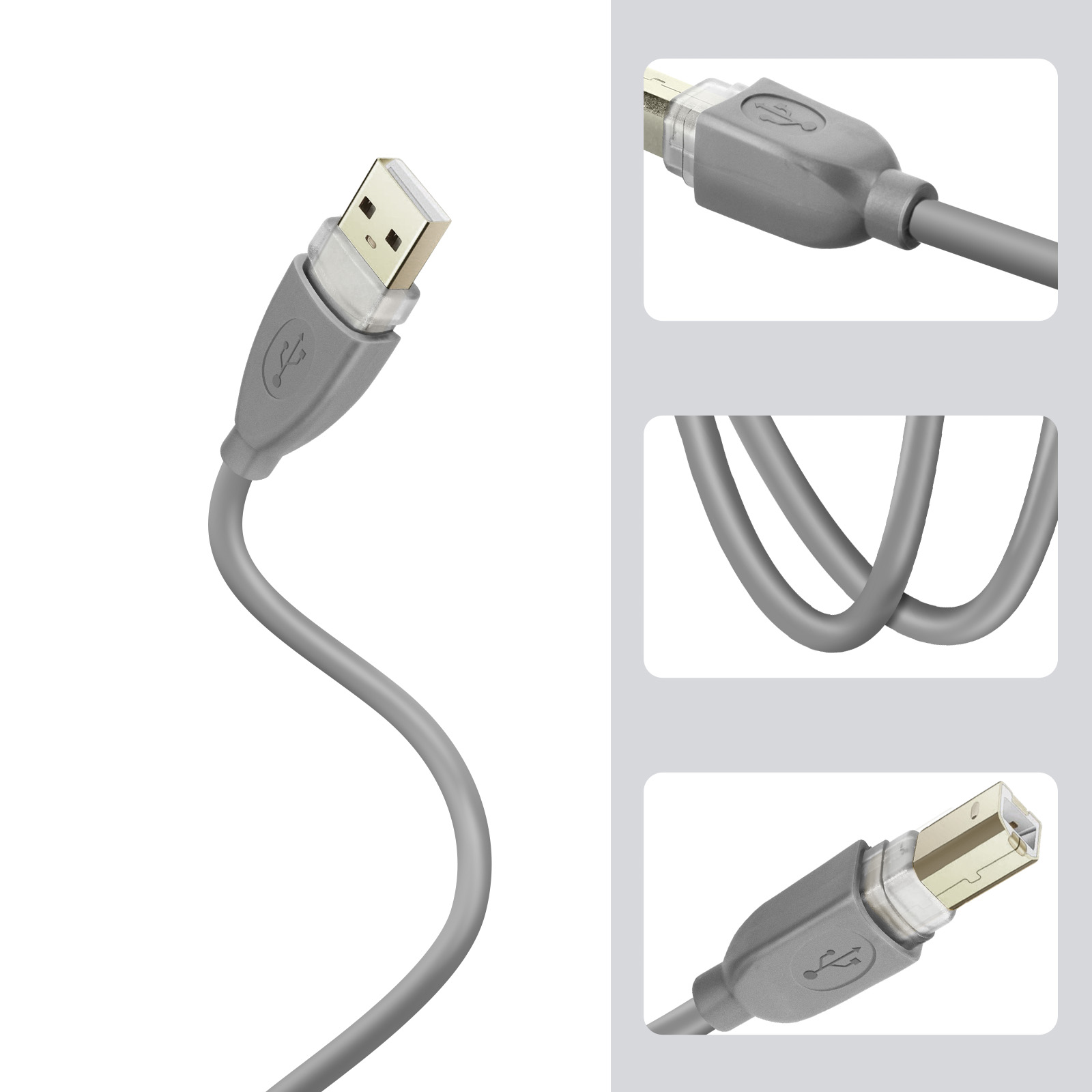 Câble imprimante USB 2.0 3 mètres LinQ, Port USB Type B pour