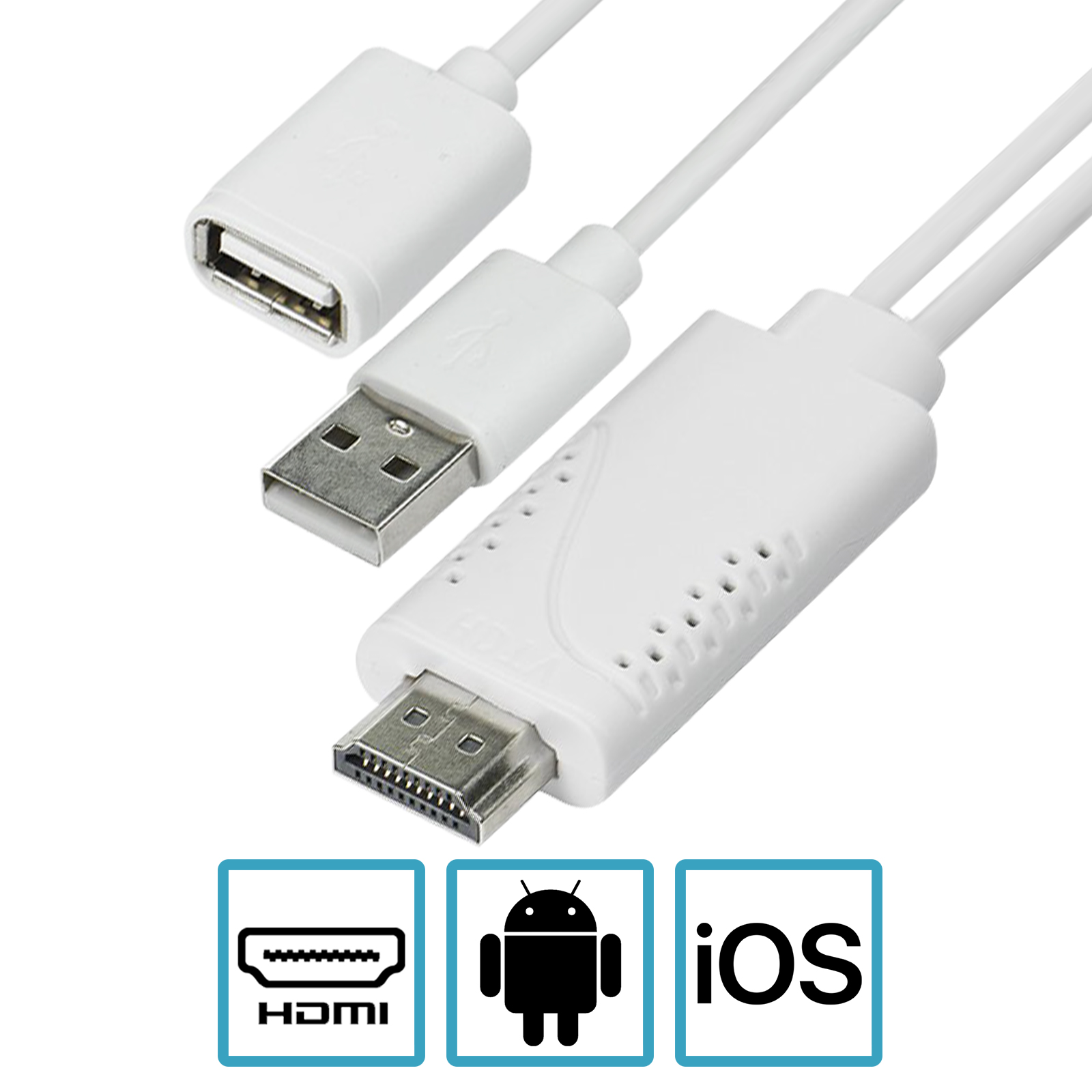 Câble USB Femelle MHL vers HDMI Mâle et USB Mâle, HDTV Qualité 1080P, 1,8m  p. Smartphone et Tablette