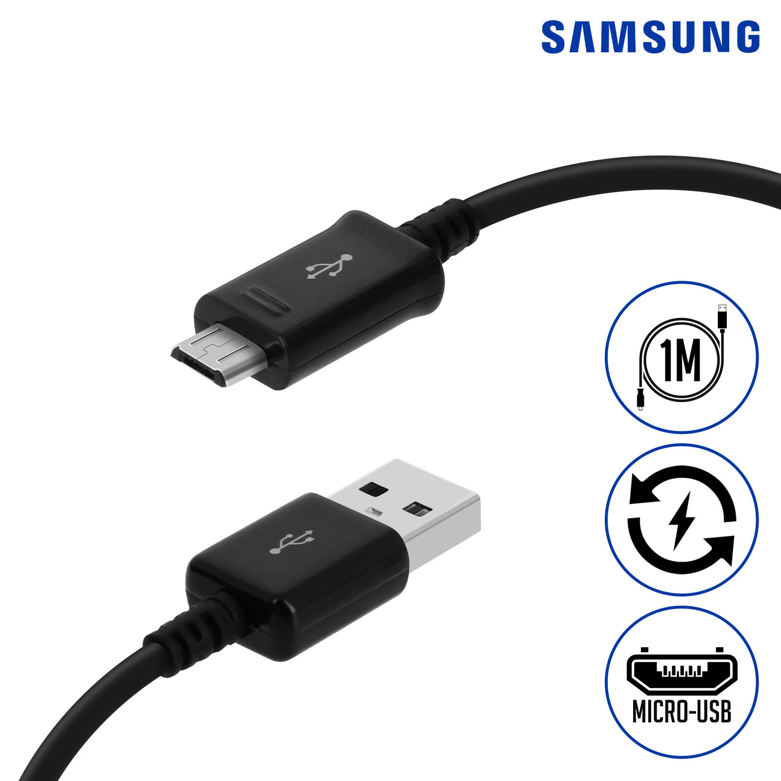 Câble Micro-USB Charge + Transfert Samsung – Noir - Français