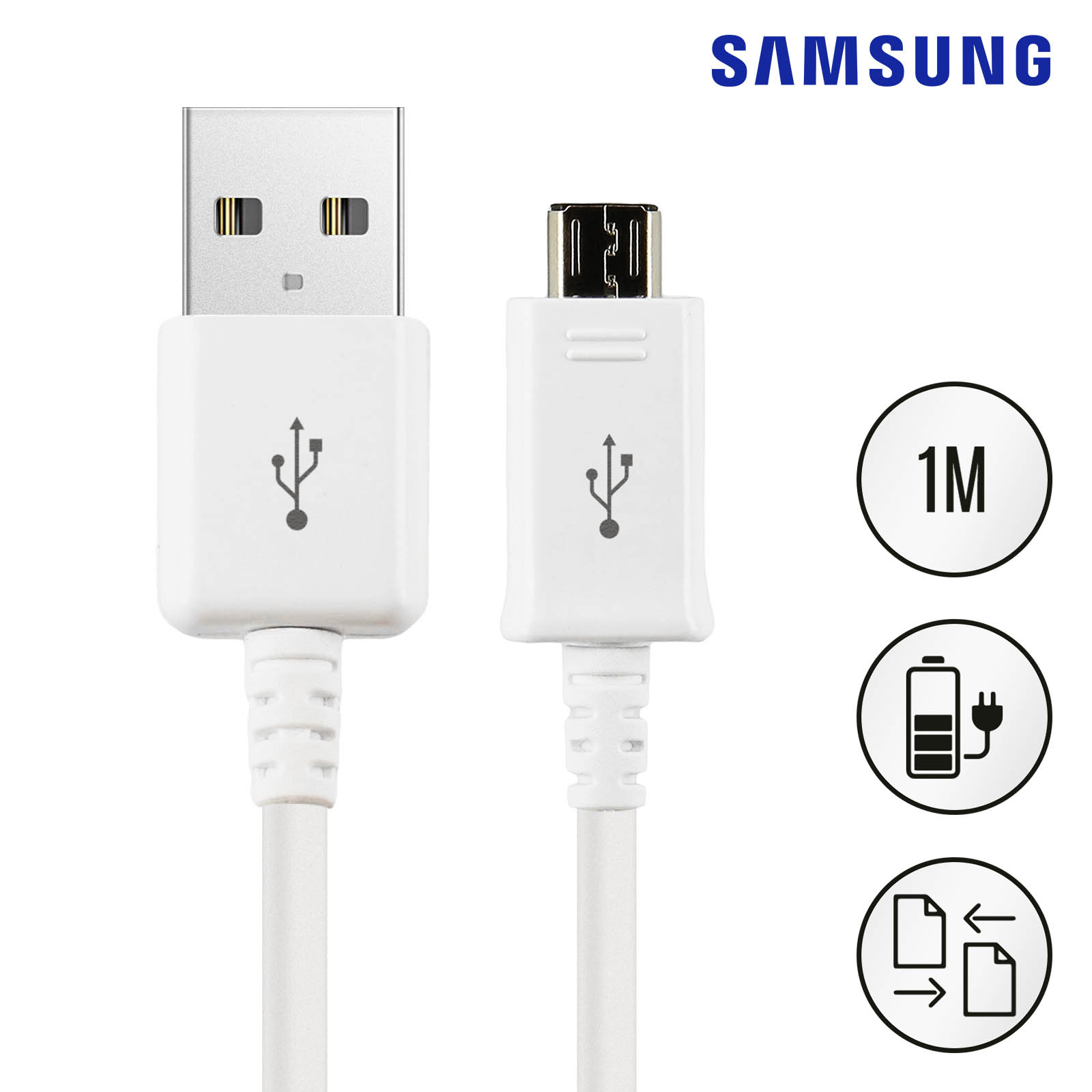 Chargeur et cable pour Samsung Galaxy Tab 1 Galaxy Tab 2 blanc 1m