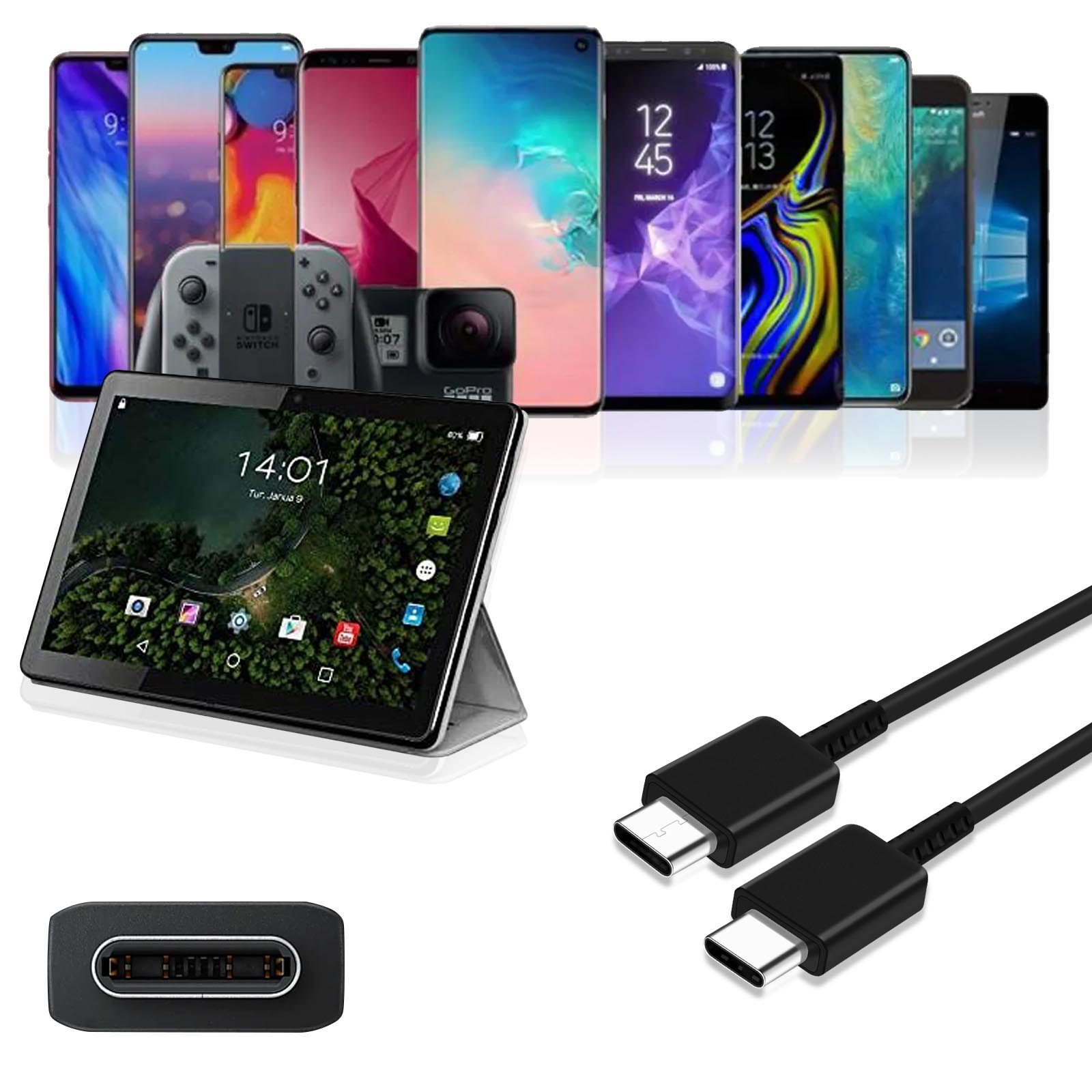 Samsung EP-DX310JB Câble USB-C vers USB-C 60 W Charge et