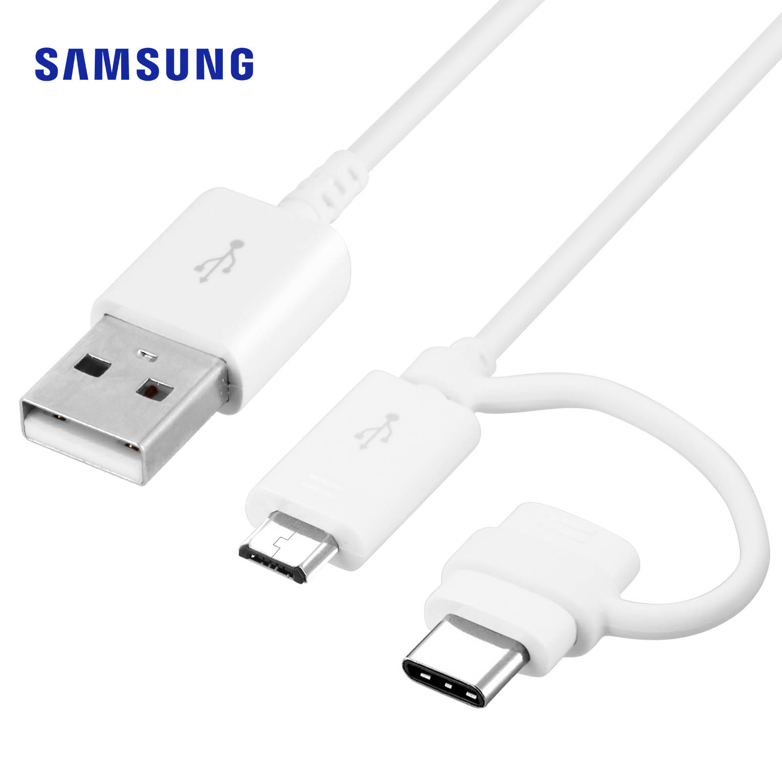 Câble USB Samsung vers Micro-USB & USB type C - Longueur 1m - Blanc -  Français
