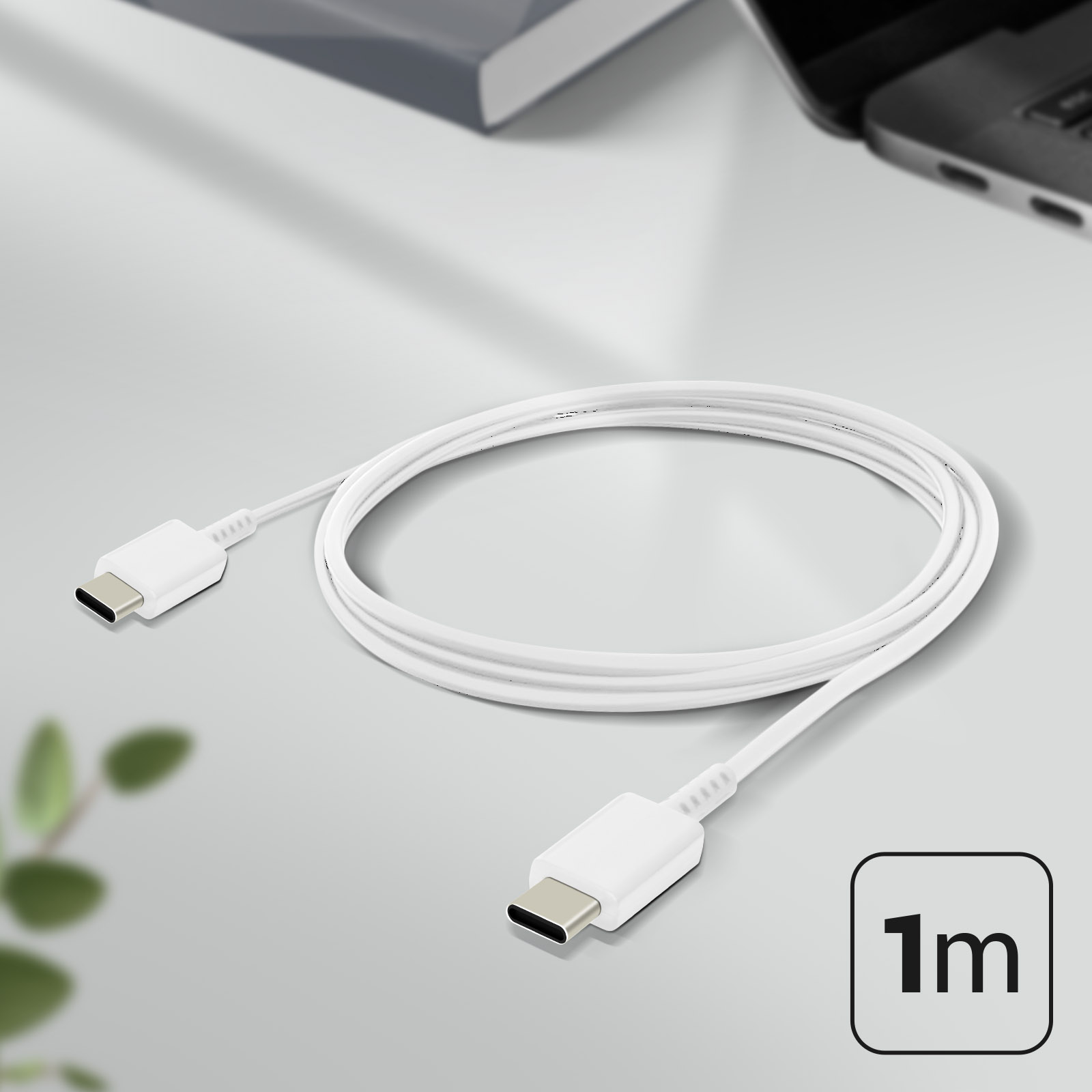 Cable Original Samsung USB-C vers USB-C, 60W Charge rapide et  synchronisation 1,8M - Blanc - Français