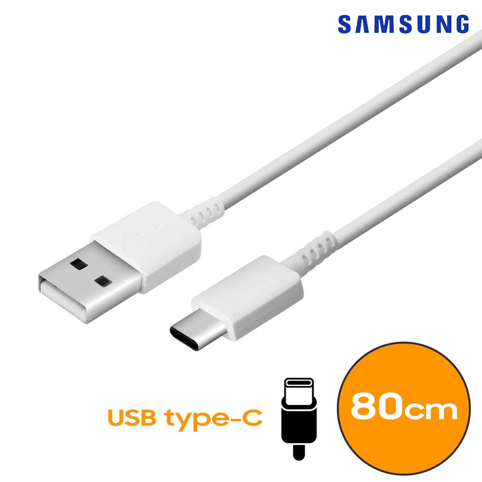 Câble de charge + Synchronisation USB Type C, 80 cm d'Origine Samsung -  Blanc - Français