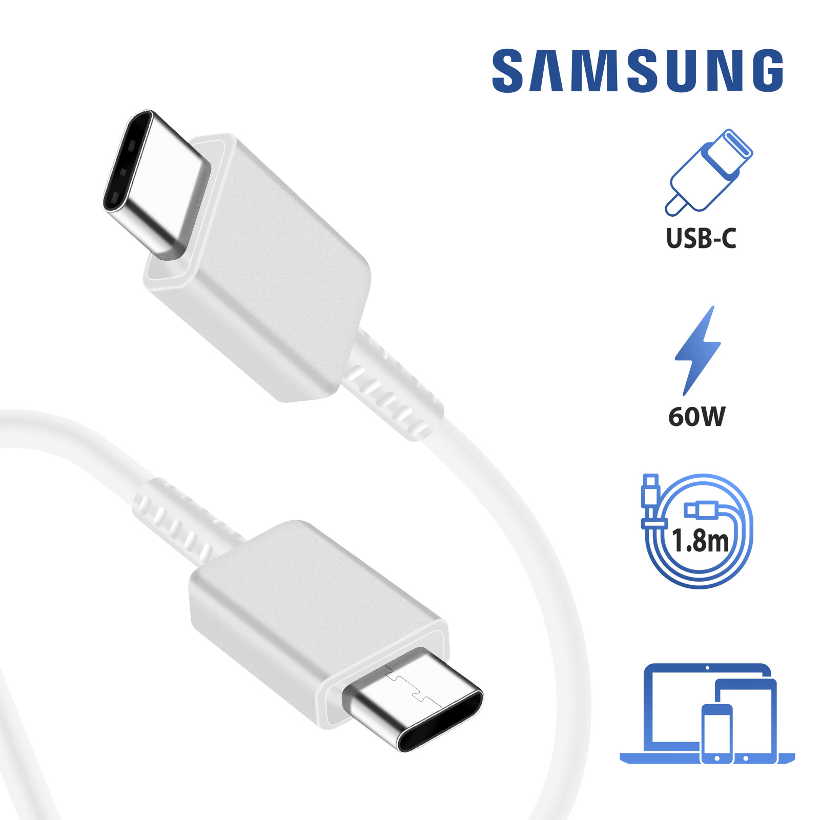 Chargeur rapide adaptatif OEM pour Samsung Galaxy A51 15W avec câble de  données et de charge USB Type-C certifié. (Câble noir / 4 pieds) 