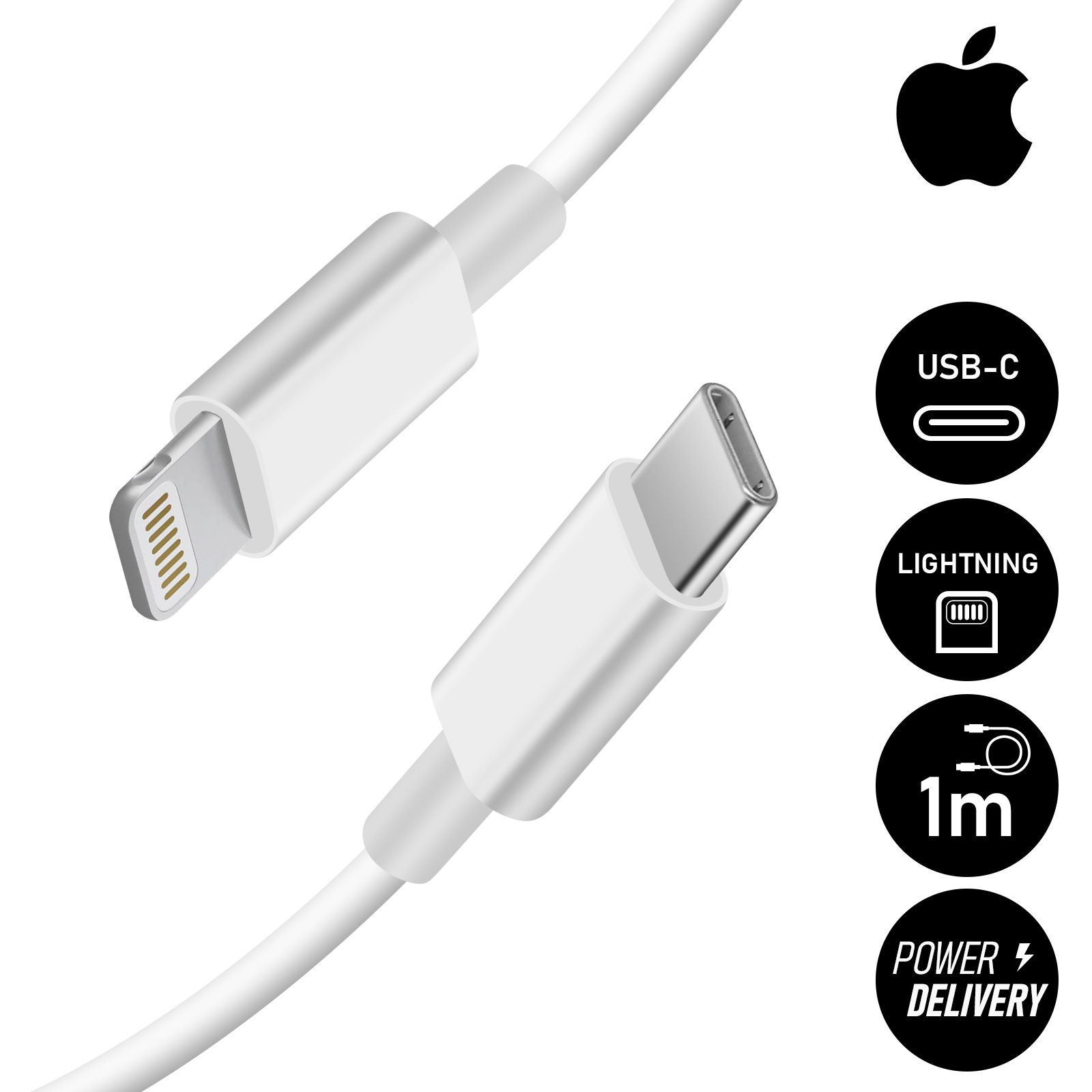 Cable USB-C a Lightning Original Apple (1 m) Carga Rápida - Blanco para  Apple iPhone 14 Plus - Spain
