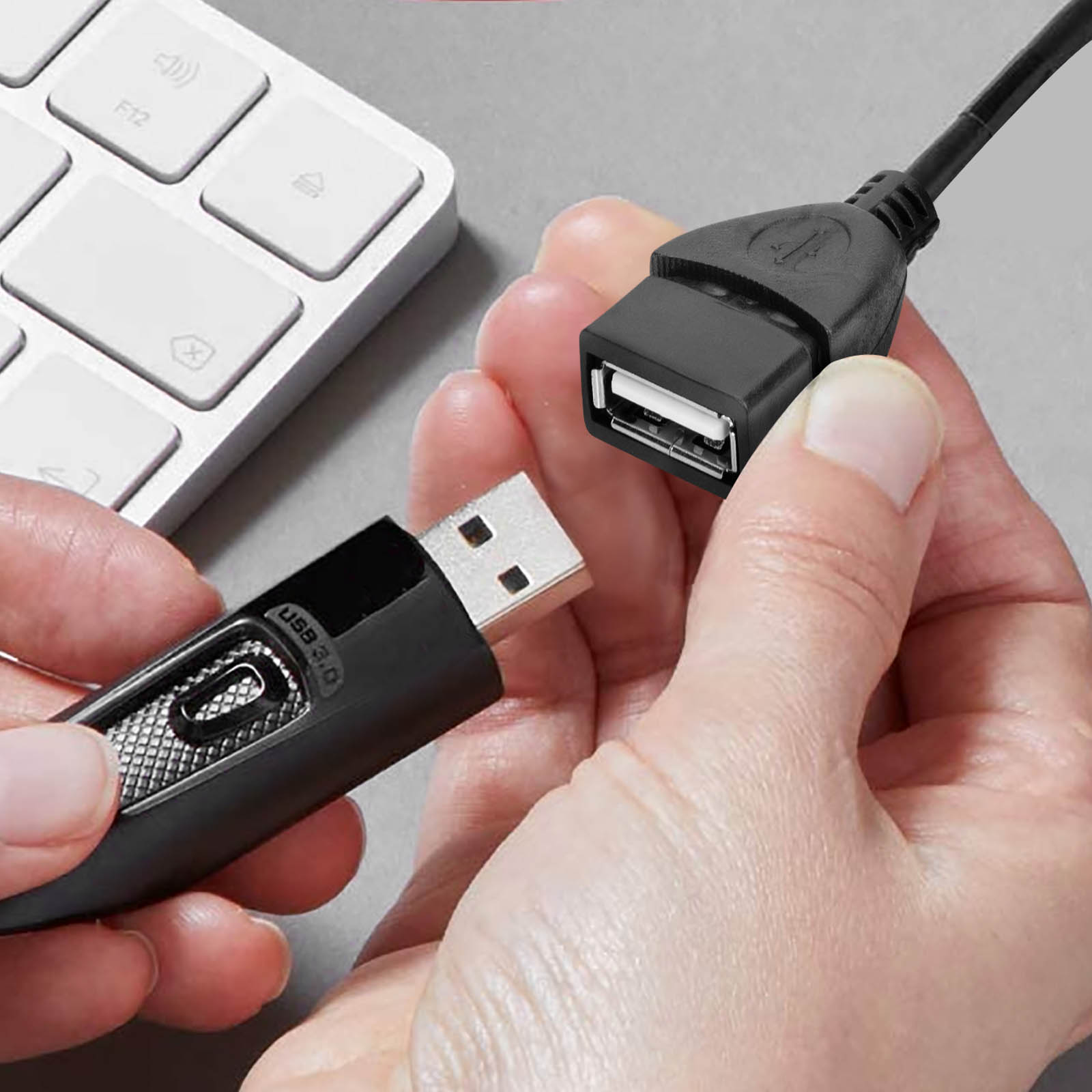 Rallonge USB, Transfert de Données Rapide Câble d'Extension 5m, Max Excell  - Noir - Français