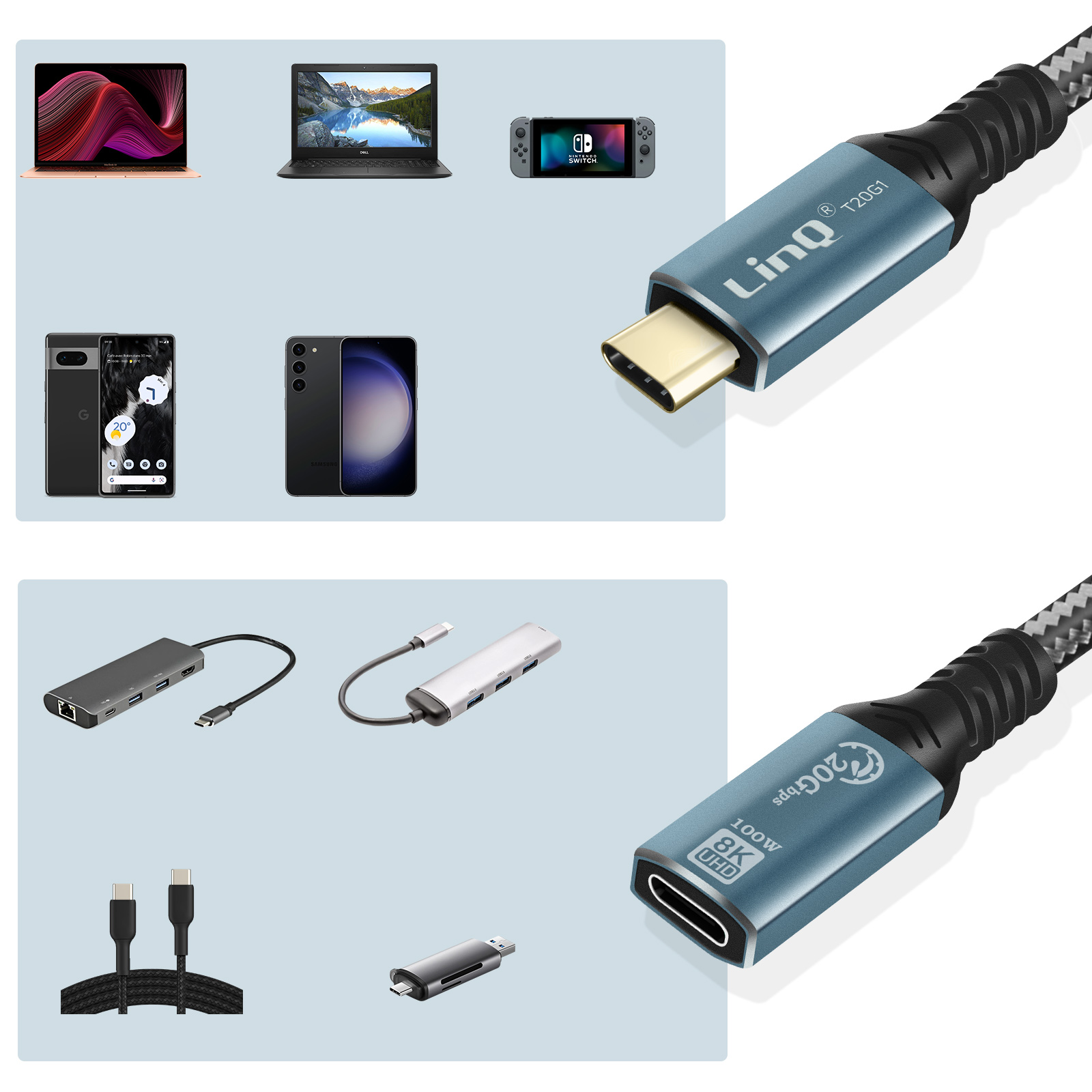 Cable USB-C a HDMI Gris (2M) de Linq