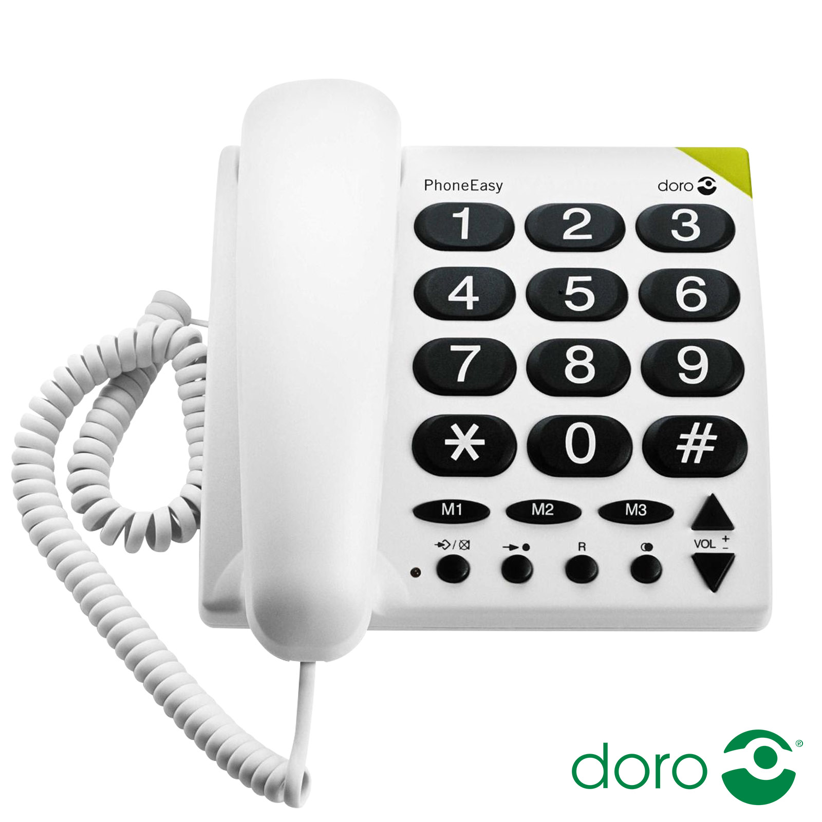 Schnurgebundenes und German Hörgerätekompatibilität, 311c PhoneEasy Weiß Tasten – Senior mit - Festnetztelefon Doro großen