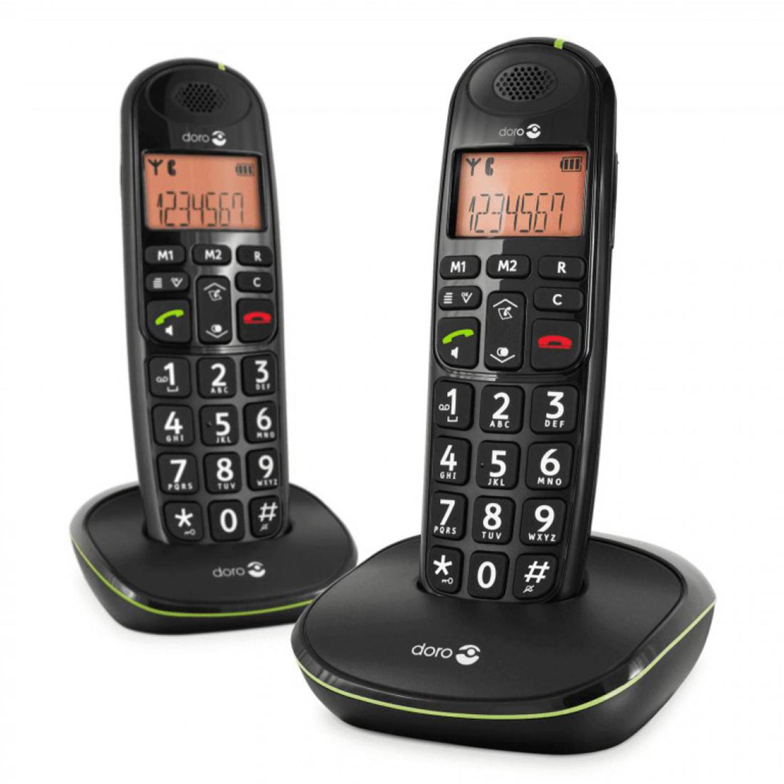 Lot de 2 Téléphones Fixe Senior DECT Doro avec Grandes Touches et Son  Amplifié, PhoneEasy 100W Duo - Blanc - Français