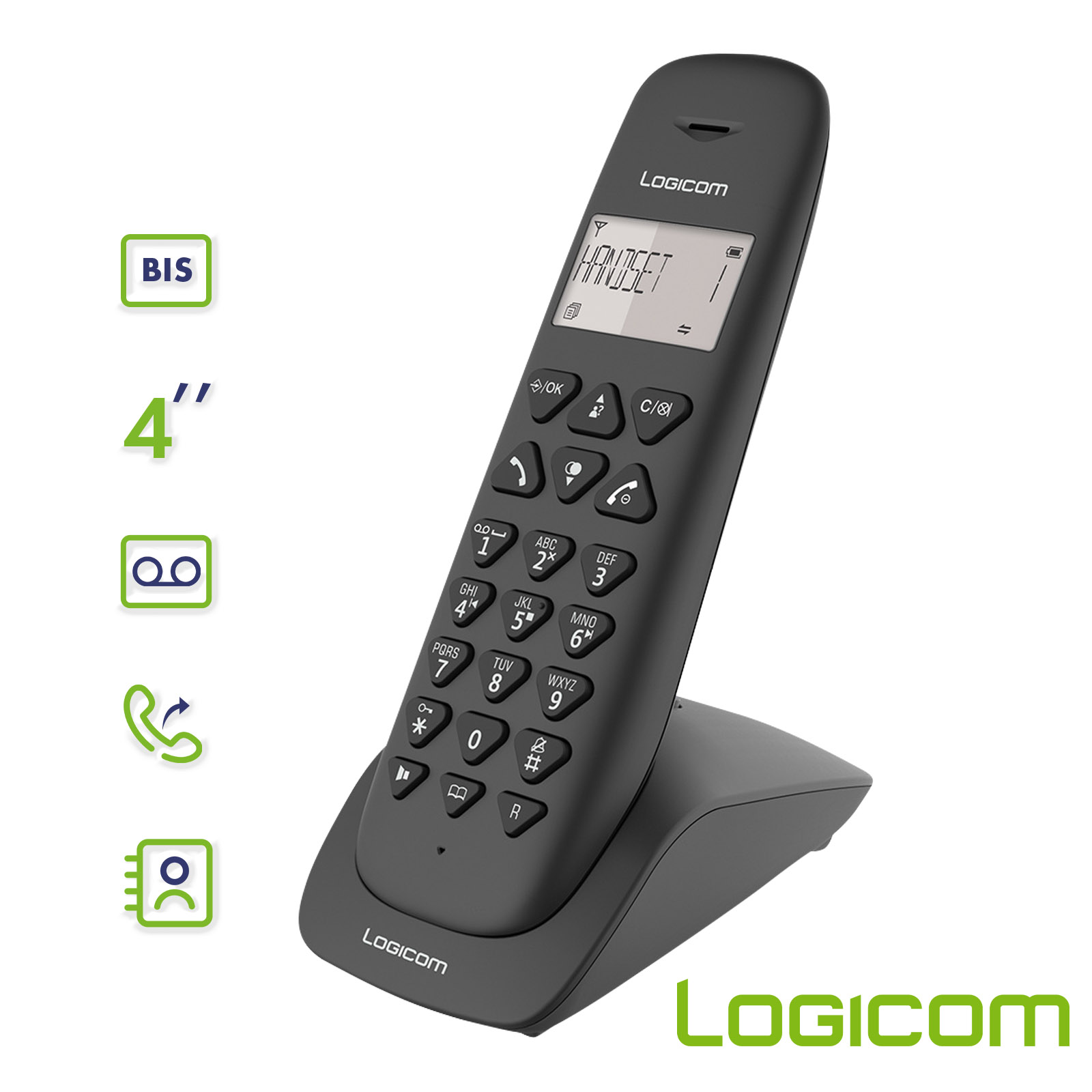 Téléphone Fixe DECT Logicom avec Répondeur et Portée 300 mètres