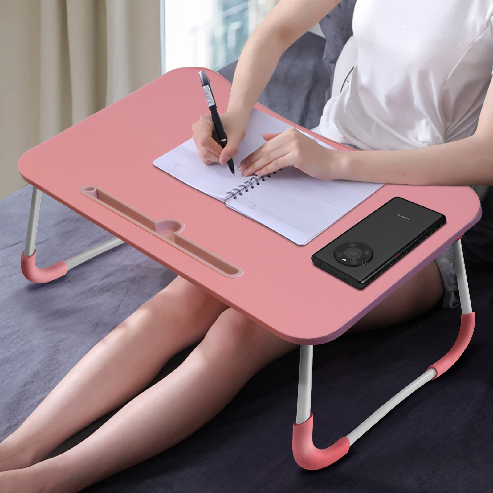 Table pour Ordinateur Portable Lapdesk - Support pour Ordinateur Portable -  Table de lit Pliable pour la Lecture ou Le Petit déjeuner - pour lit et  canapé (60 x 40 cm) en