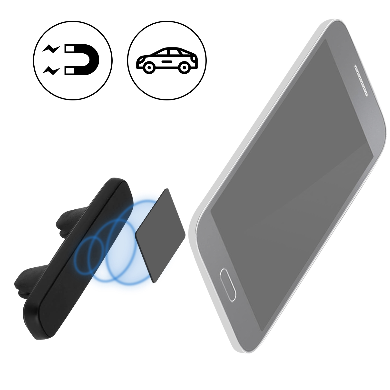 Clip adaptateur universel pour grille d'aération de voiture - 17 mm -  Support de téléphone pour chargeur de voiture - Support d'extension de  fixation