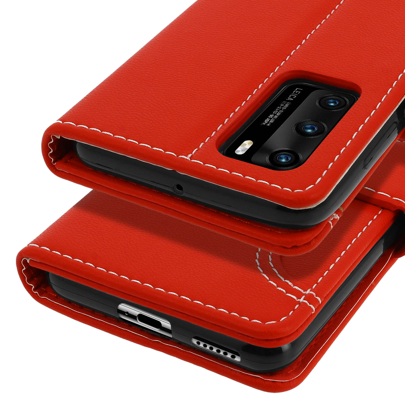 Étui Portefeuille Folio Pour Huawei P40 Lite - Rouge Similicuir - Avizar - Neuf
