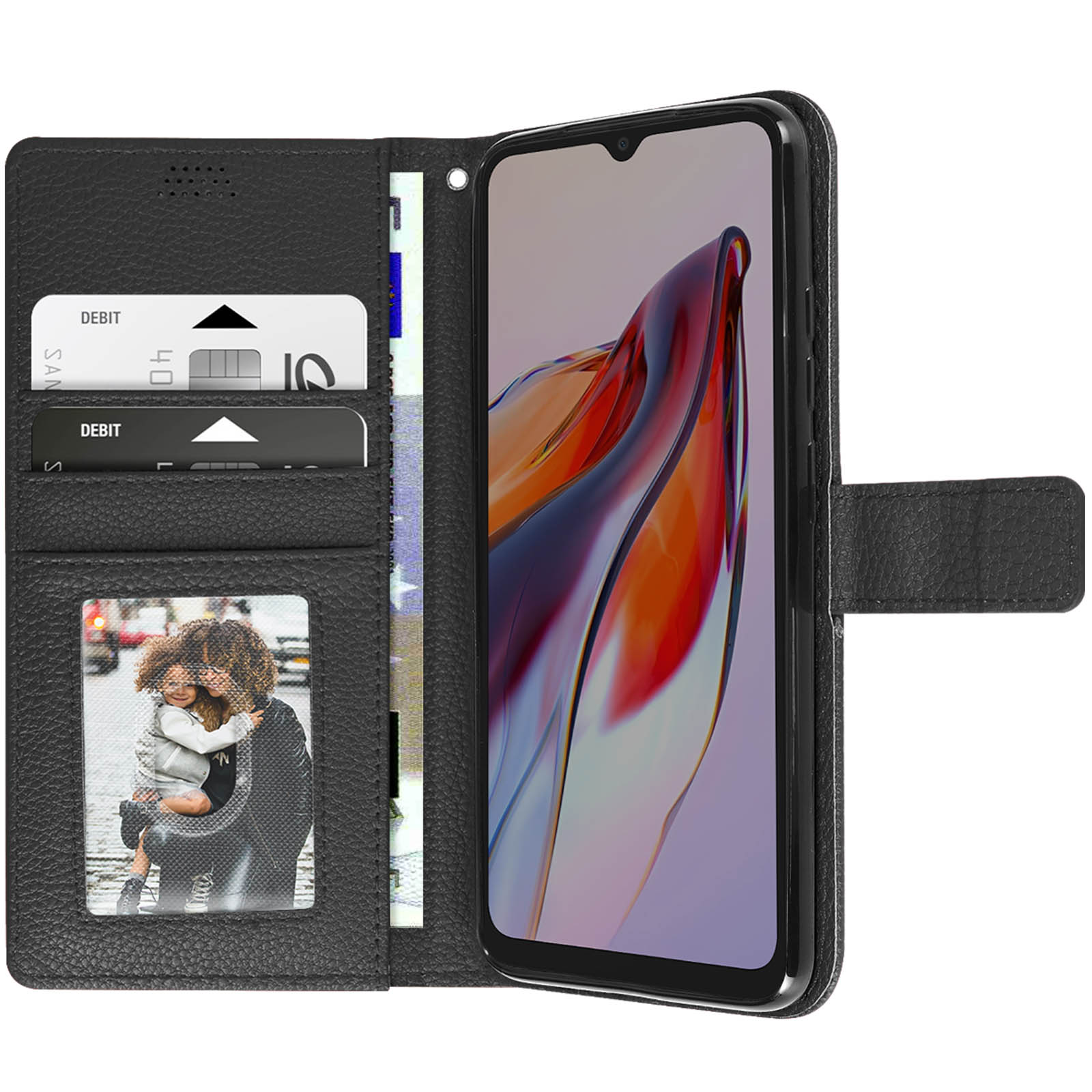 Étui Portefeuille Avizar Pour Xiaomi Redmi A3 - Support Vidéo, Noir, Similicuir