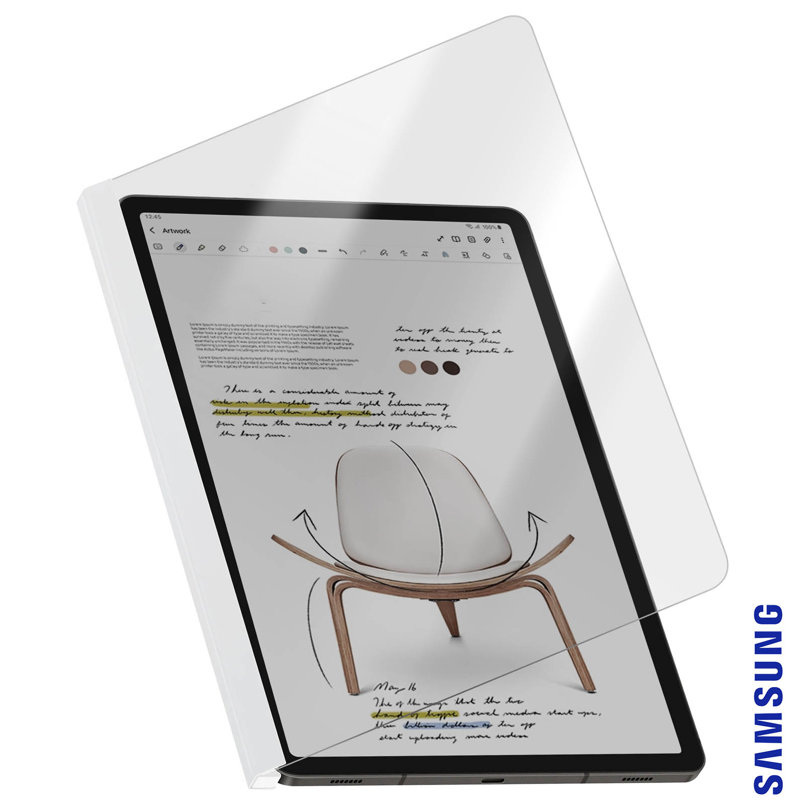 Protection Écran Officiel Samsung Tab S9, Clapet Magnétique Note Paper ...