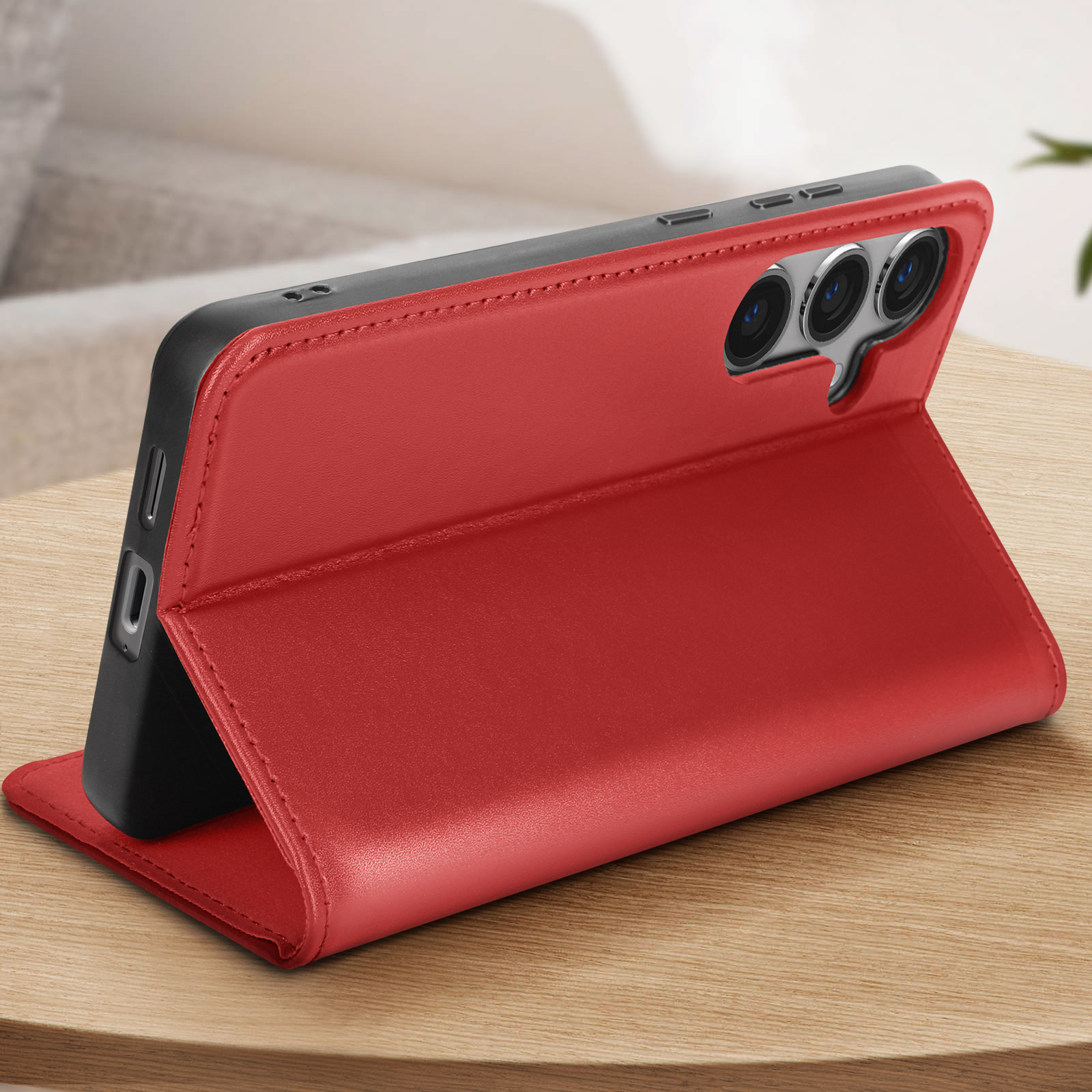 Pochette Pour Clés LEAS En Cuir Véritable Rouge - Édition Spéciale Avec Chaîne Et Compartiment à Fermeture éclair