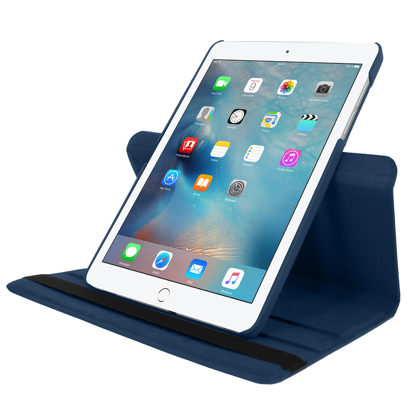 Étui iPad 9 2021, iPad 8 2020 et iPad 7 2019 Clapet Support Rotatif 360°,  Portait / Paysage - Blanc - Français