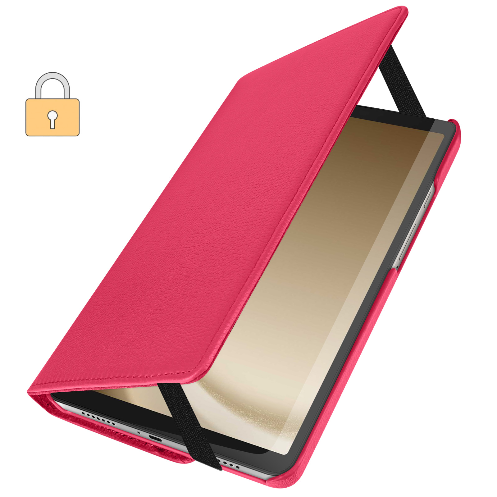 Étui Samsung Galaxy Tab A7 10.4 2020 Clapet Support Rotatif 360°, Portait /  Paysage - Rose Fuchsia - Français