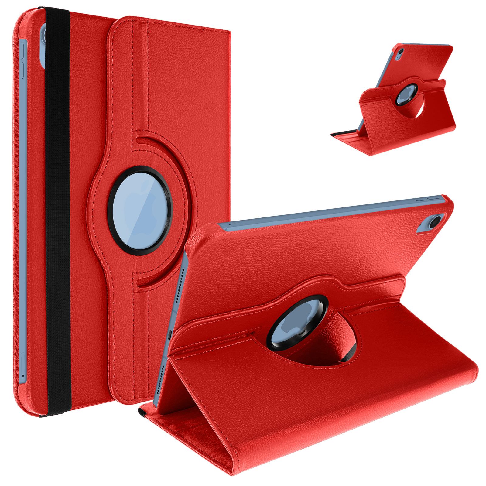 Etui iPad 10 2022 avec Clapet, Support Vidéo 360° Portrait / Paysage -  Rouge - Français