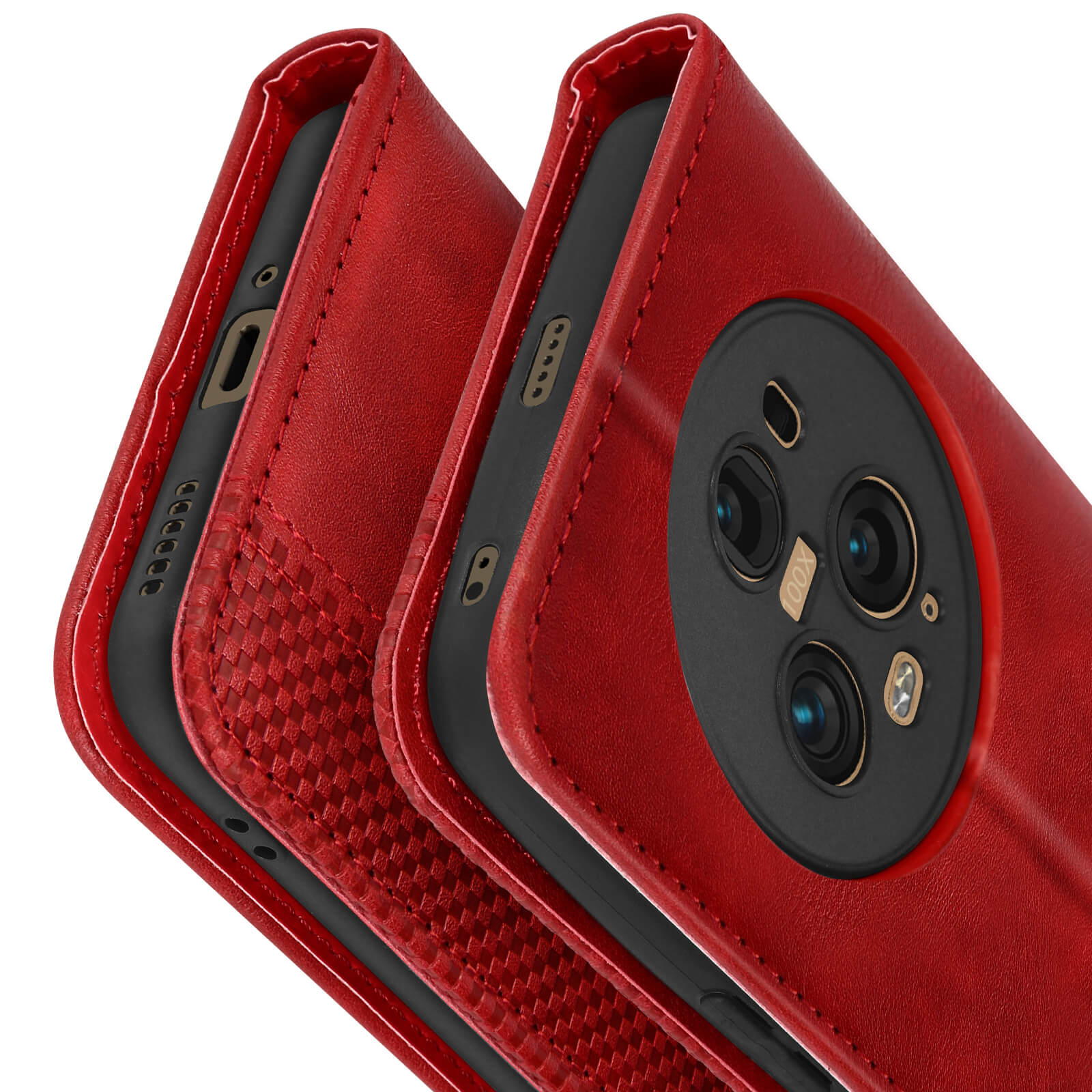 Funda Honor Magic 5 Pro lengüeta magnética, Tarjetero Soporte Vídeo - Rojo  - Spain