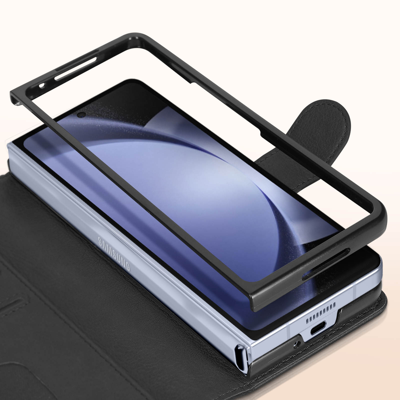 Funda Tarjetero Samsung Galaxy Z Fold 5 , Soporte Vídeo Cierre Magnético -  Negro - Spain