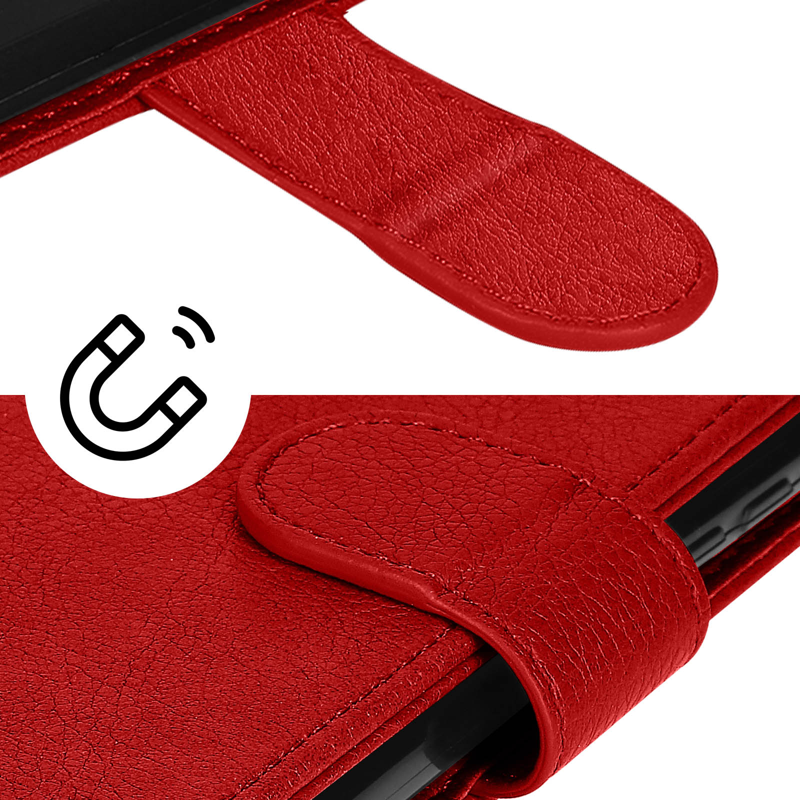 Funda Honor Magic 5 Pro lengüeta magnética, Tarjetero Soporte Vídeo - Rojo  - Spain