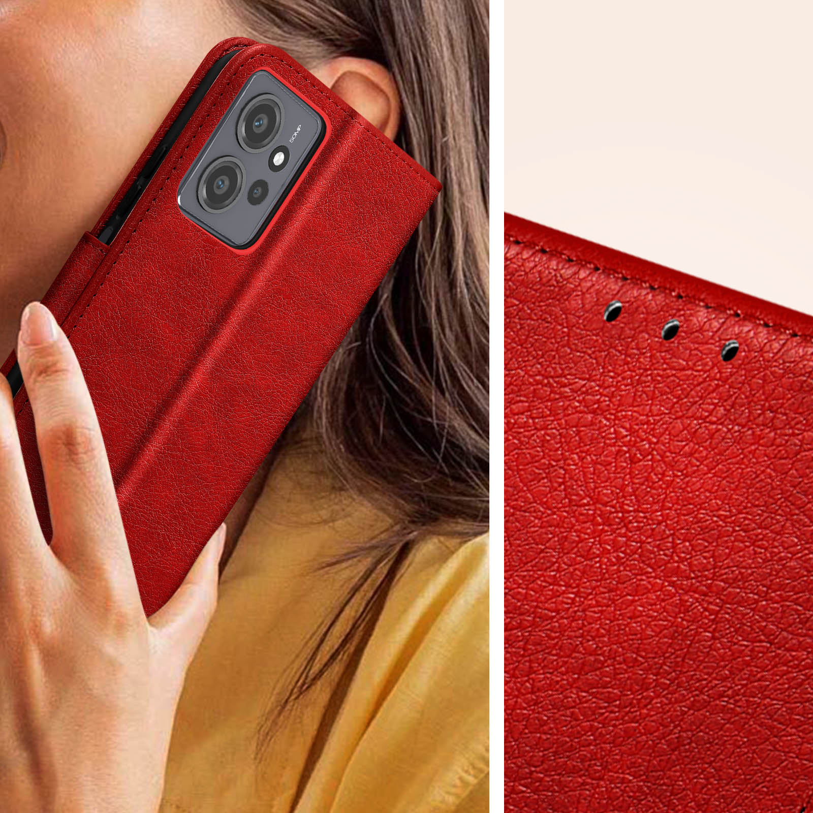 Étui Folio Xiaomi Redmi Note 12 5G et 4G, Protection Ultra-fine avec Double  Languette Magnétique - Rouge - Français