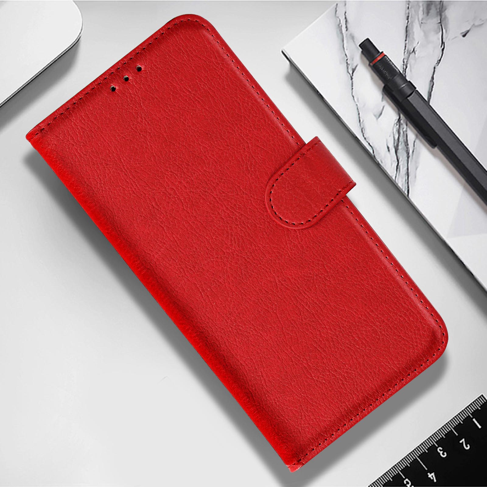 Funda Tarjetero Xiaomi Redmi Note 9 Pro / 9 Pro Max y 9S , Soporte Vídeo  Cierre Magnético - Rojo - Spain