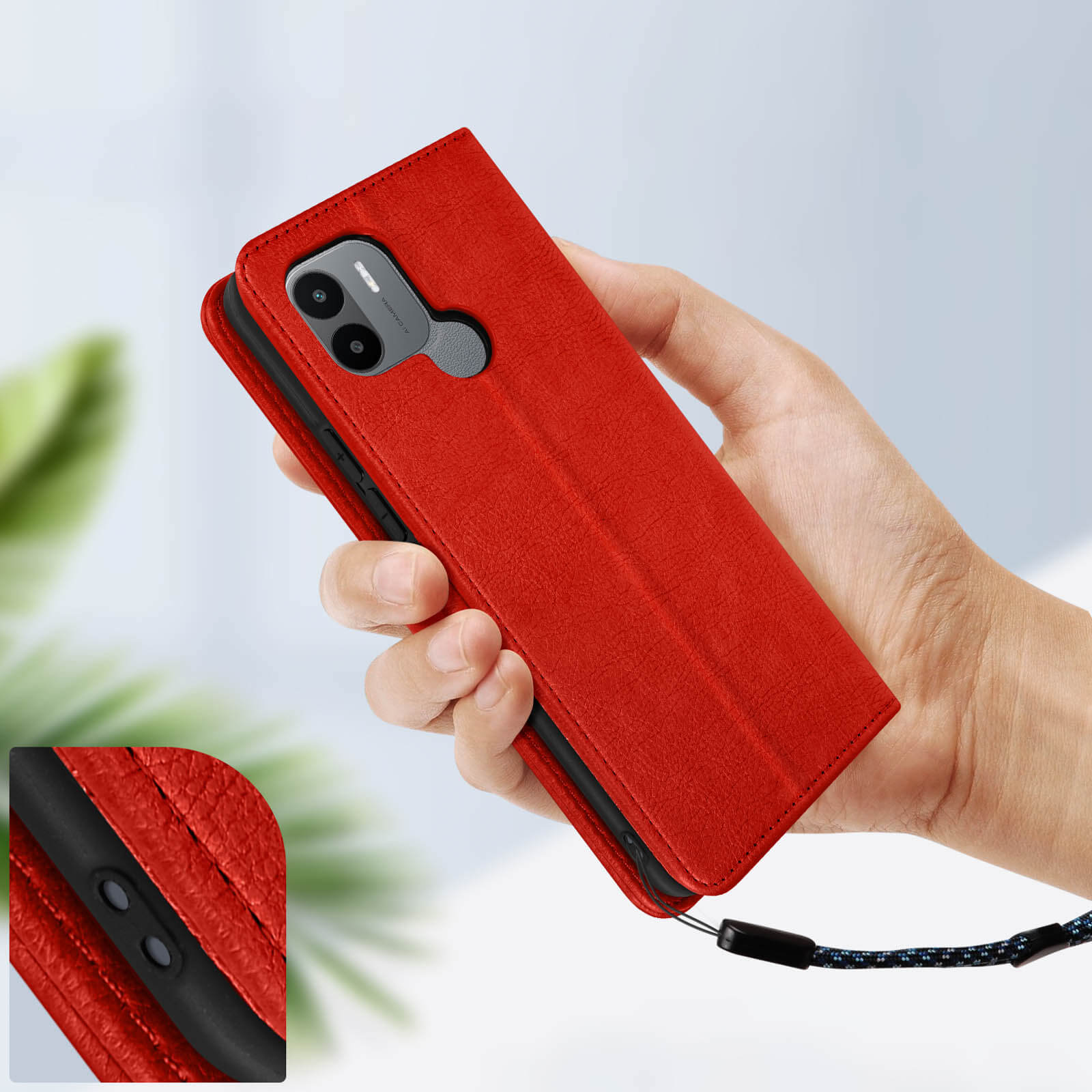 Funda Xiaomi Redmi A1 / A2 Tarjetero Cierre Soporte Vídeo, Protección  Integral - rojo - Spain