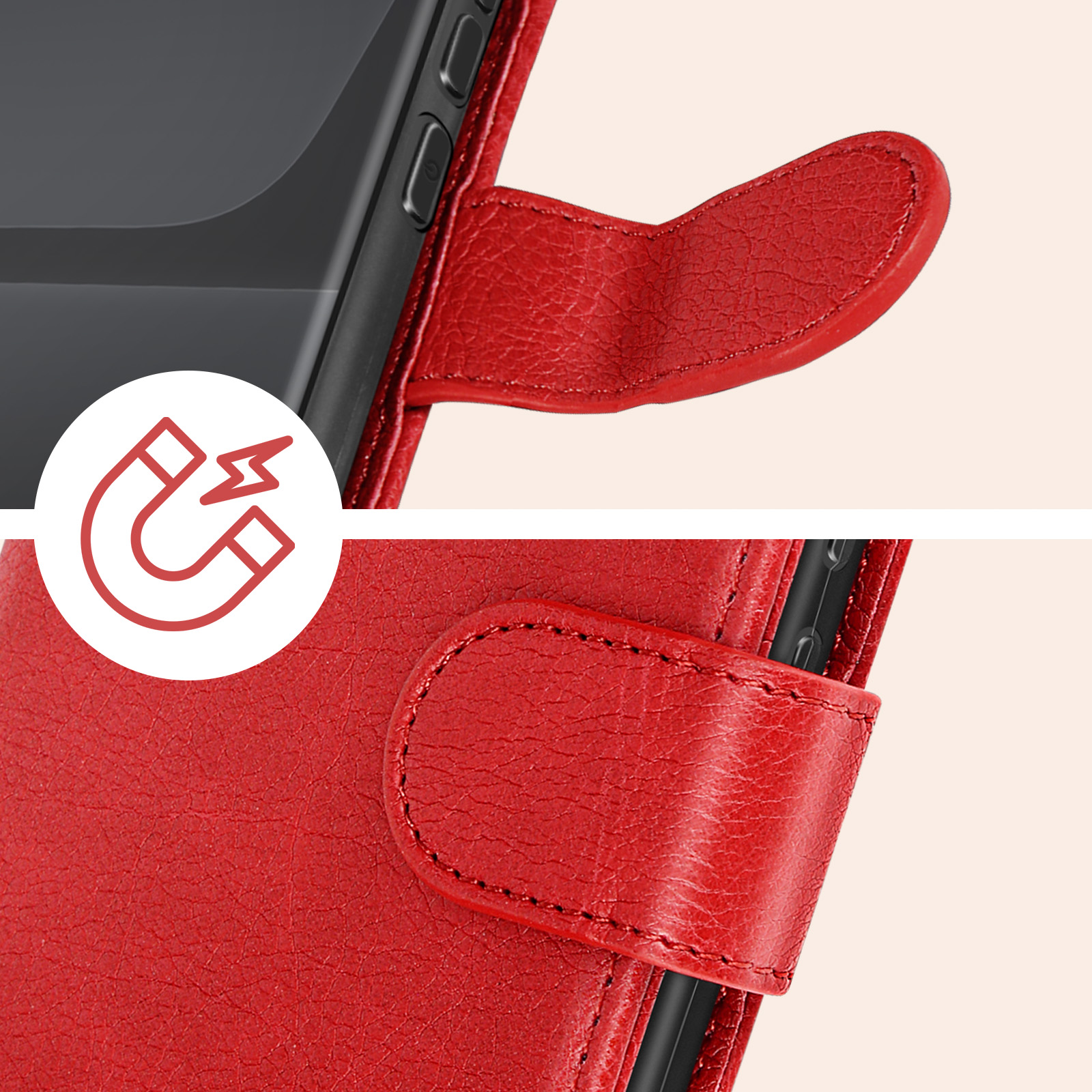 Funda Tarjetero Xiaomi 13 Lite , Soporte Vídeo Cierre Magnético - Rojo -  Spain