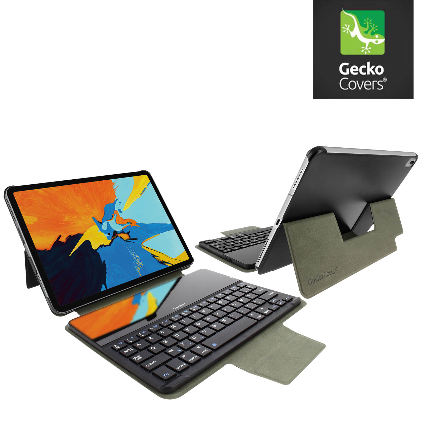 Housse Tablette GECKO Folio clavier AZERTY compatible iPad Air 10.9  (2020/22 - 4th/5th gen) Noir-NOIR