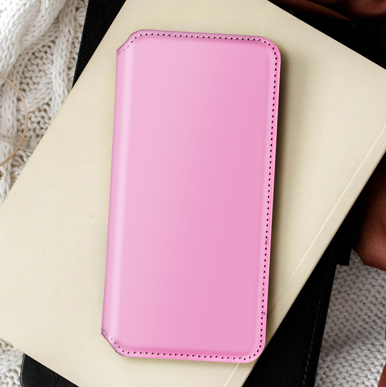 Étui de téléphone à rabat esthétique paysage rose pour iPhone 14 Pro iPhone  14 Pro Max