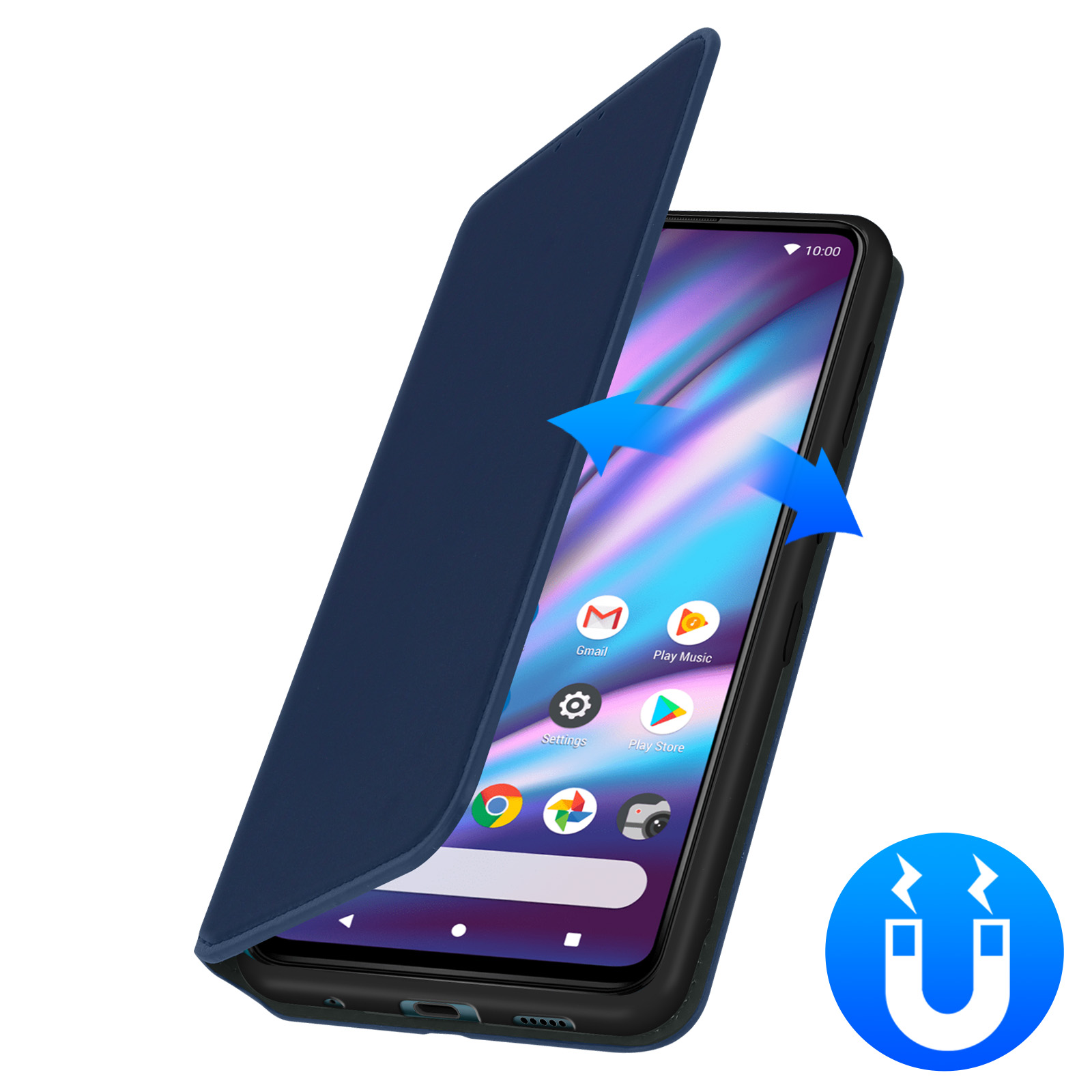 Étui Rabat Cuir PU Pour Wiko View 5 Plus - Fenêtre Intelligente - Fermeture Magnétique - Porte-cartes - Noir