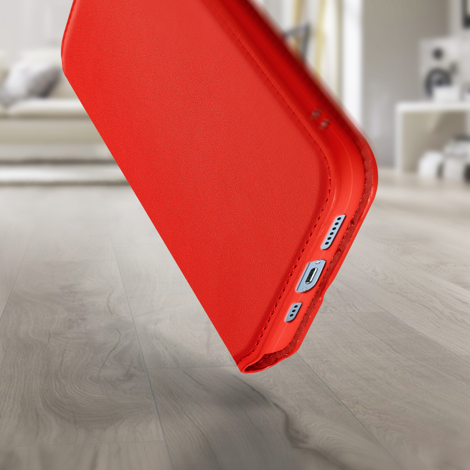 Etui Folio Stand Magnetique Compatible Apple iPhone 13 Rouge Neuf