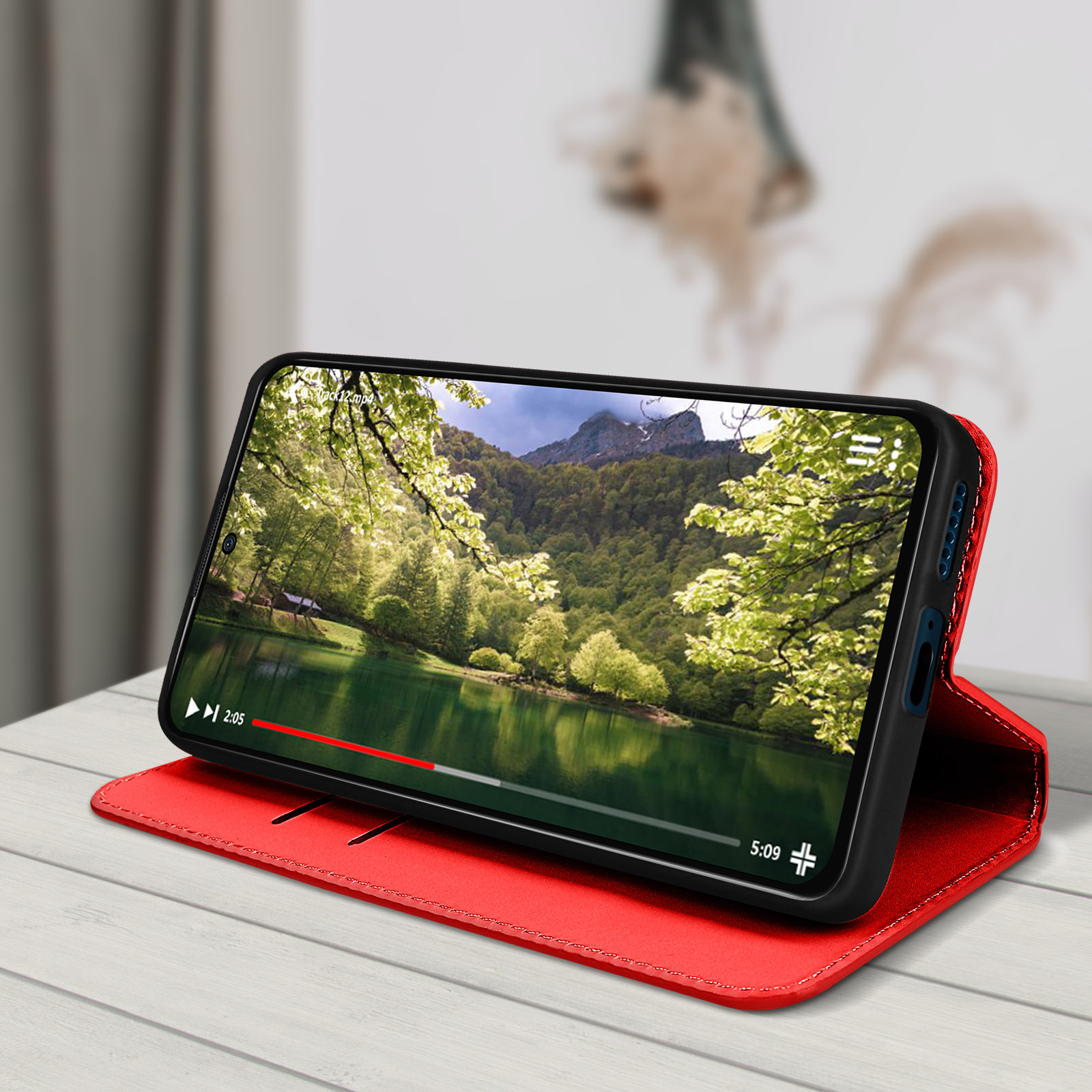 Funda Flip Cover para Xiaomi Redmi Note 12 Pro 5G Liso Rojo